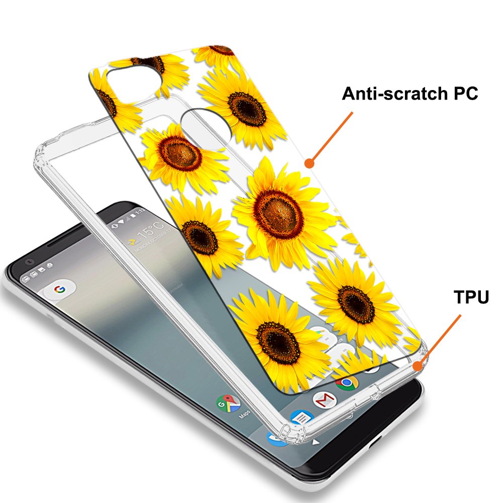 **Google Pixel 2 Case - Shockproof & Anti-Scratch Phone Cover with Glossy Blossoming Sunflower Design | Perfect for Everyday Protection & Style**