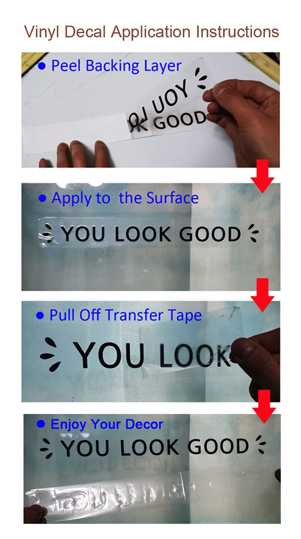 Motivational Mirror Decal - 'You Look Good' Positive Affirmation Vinyl Sticker for Bathroom & Bedroom Decor (13x1.3 Inch) - Self-Esteem Booster & Daily Inspiration