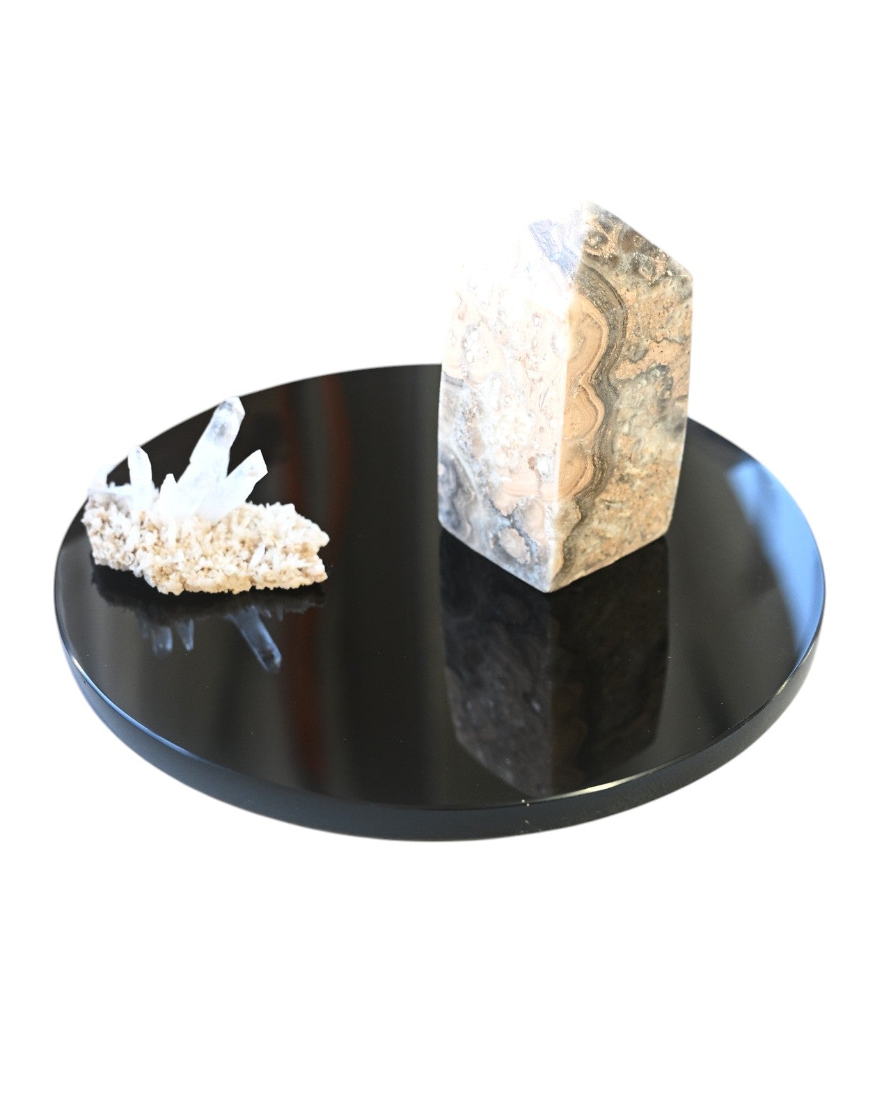 Premium Black Obsidian Round Platter - Natural Stone Serving Tray for Home Decor, Meditation & Energy Healing | Elegant Centerpiece for Dining, Yoga Spaces & Spiritual Practices