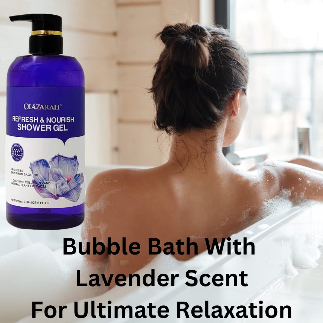 **Collagen-Infused Lavender Shower Gel with Natural Plant Extracts – Hydrating, Firming & Refreshing Body Wash – Paraben & Dye-Free – Pack of 3 – Perfect for Dry Skin & Relaxing Bath Time**