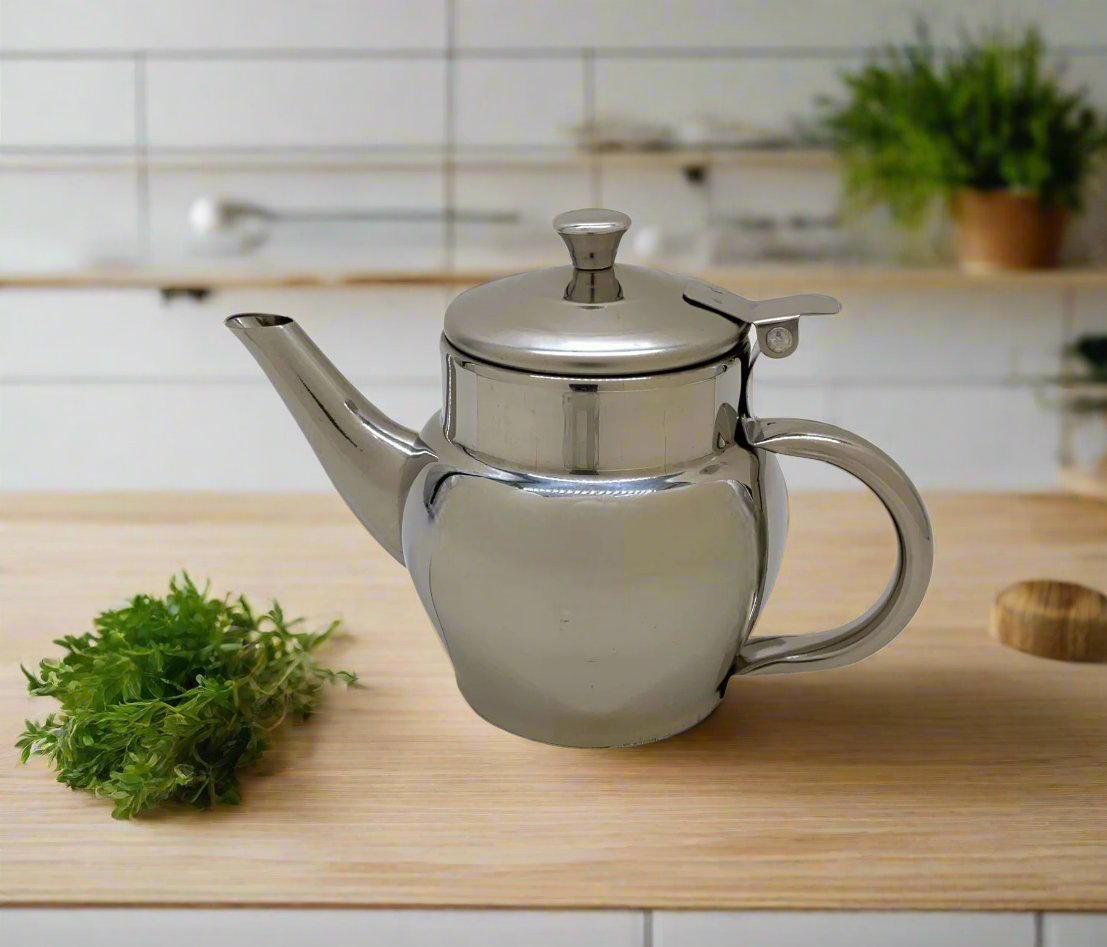 12oz Stainless Steel Tea Pot - Premium Insulated Teapot for Hot & Iced Tea - Perfect for Home, Office, or Restaurant Use