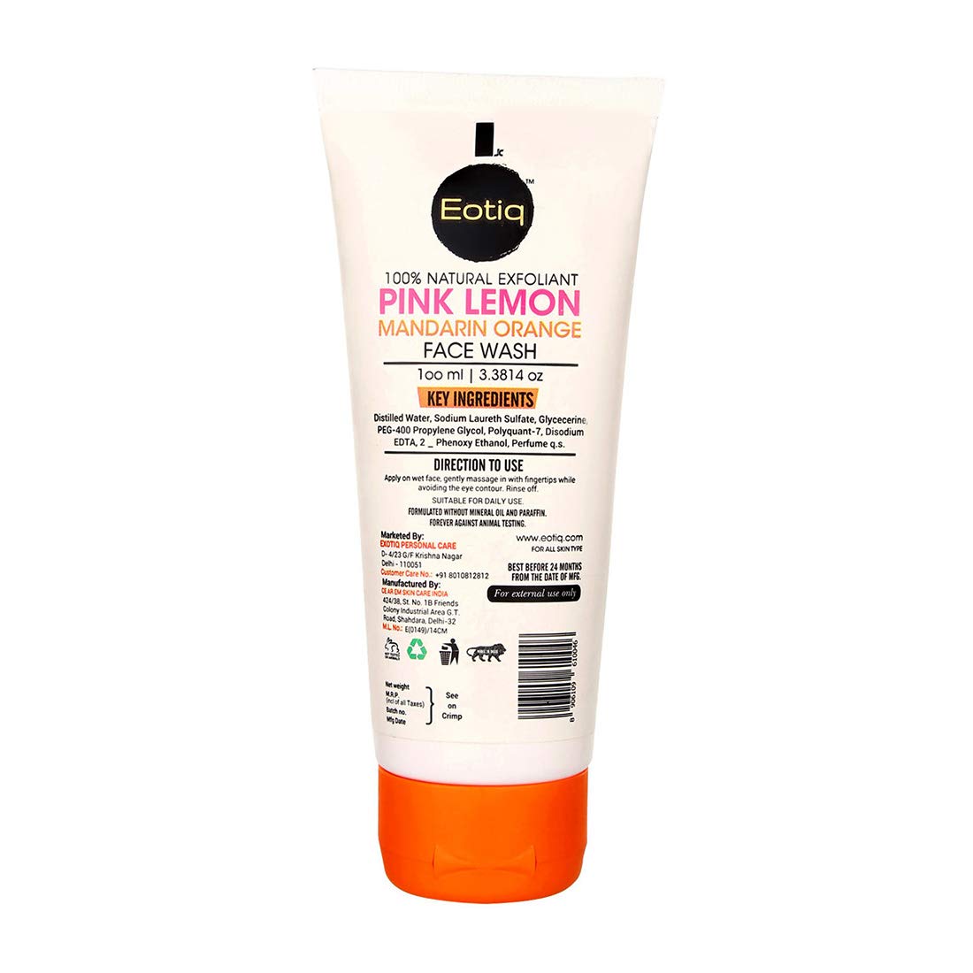 Eotiq Pink Lemon & Mandarin Face Wash 100ml - Gentle Cleansing for Sensitive Skin - Perfect for Morning & Night Skincare Routine