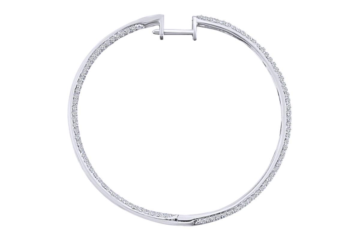 2.68 Carat Round White Natural Diamond Inside Out Hoop Earrings - 14K Solid Gold for Women - Perfect for Weddings, Parties & Special Occasions