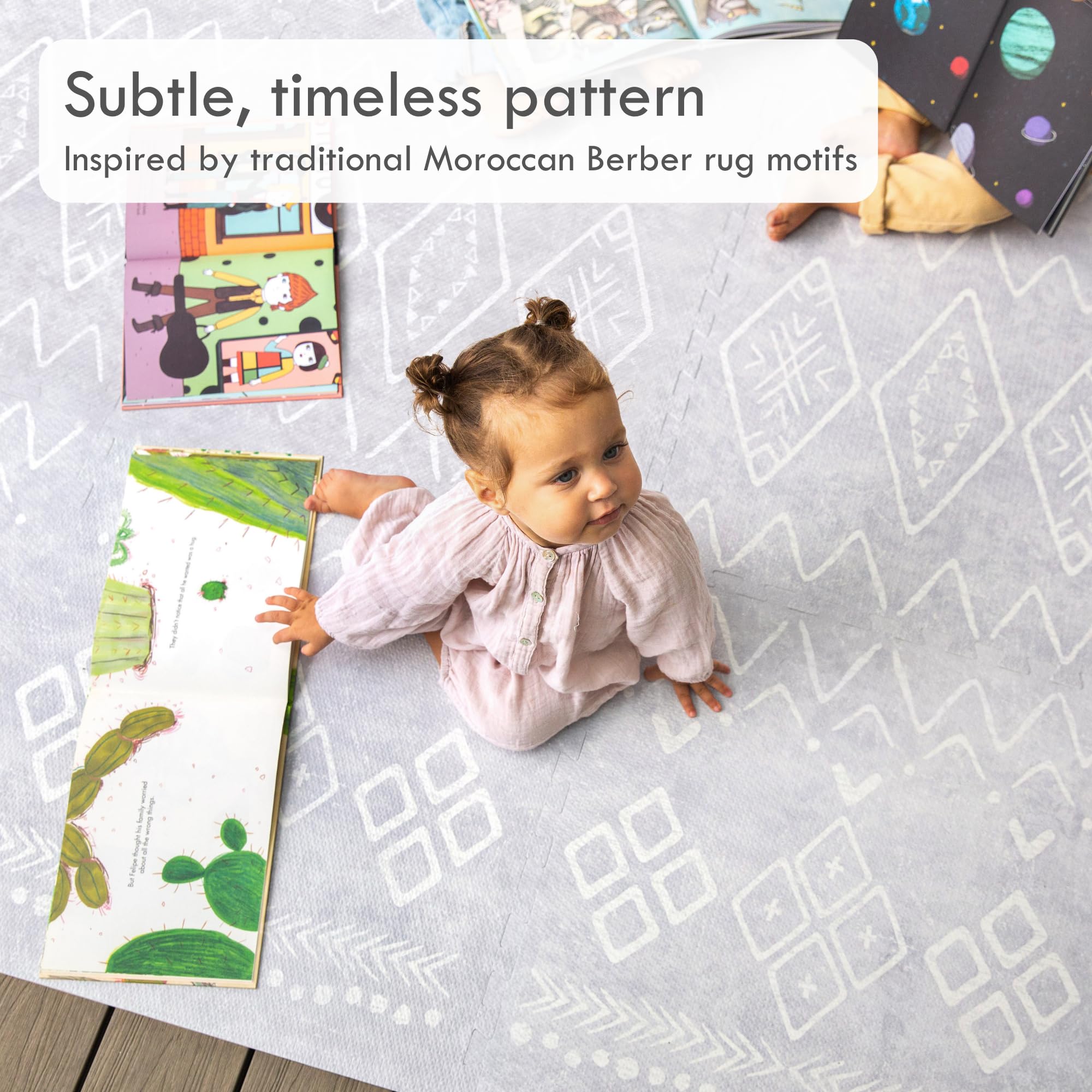 Lillefolk Baby Foam Play Mat - Non-Toxic Interlocking Tiles for Kids & Toddlers | 6x4ft Gray Soft Floor Mat for Playroom, Nursery & Tummy Time - Safe Crawling & Learning Activity Mat for Infants