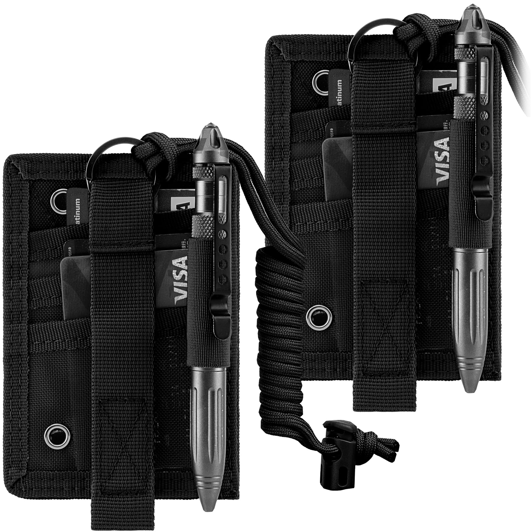 IronSeals 2 Pack Tactical ID Card Holder - Hook & Loop Patch Badge Holder with Detachable Quick Release, Key Ring & Adjustable Neck Lanyard - Perfect for Security, Military, Police & Outdoor Activities