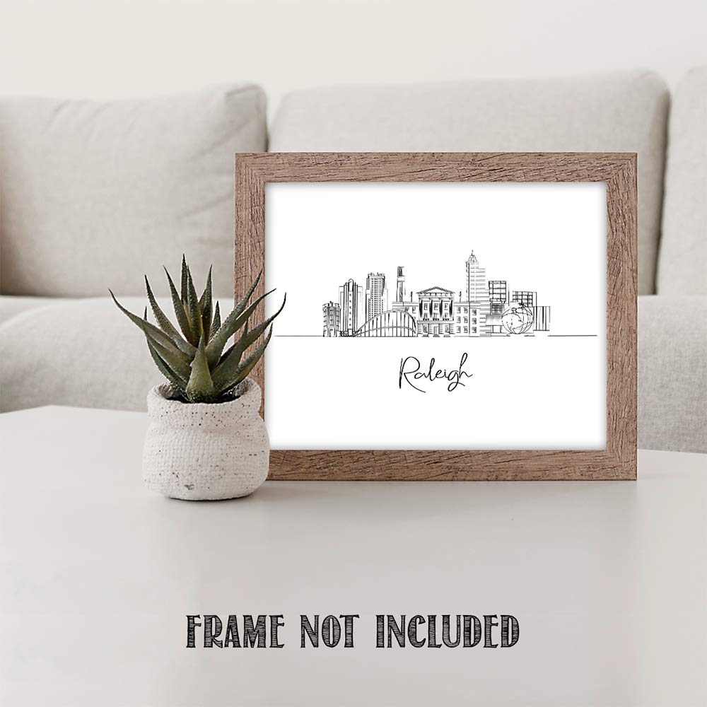 Raleigh Skyline Wall Art Print 11x14 - Unframed Decor for Bedroom & Living Room