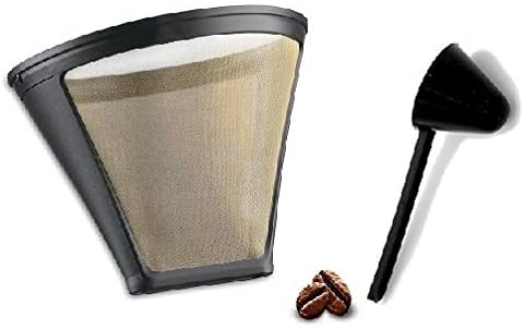 Premium Gold Tone Permanent Coffee Filter No. 4 for Cuisinart 4 Cup with Large Scoop - Perfect for Home Brewing & Office Use