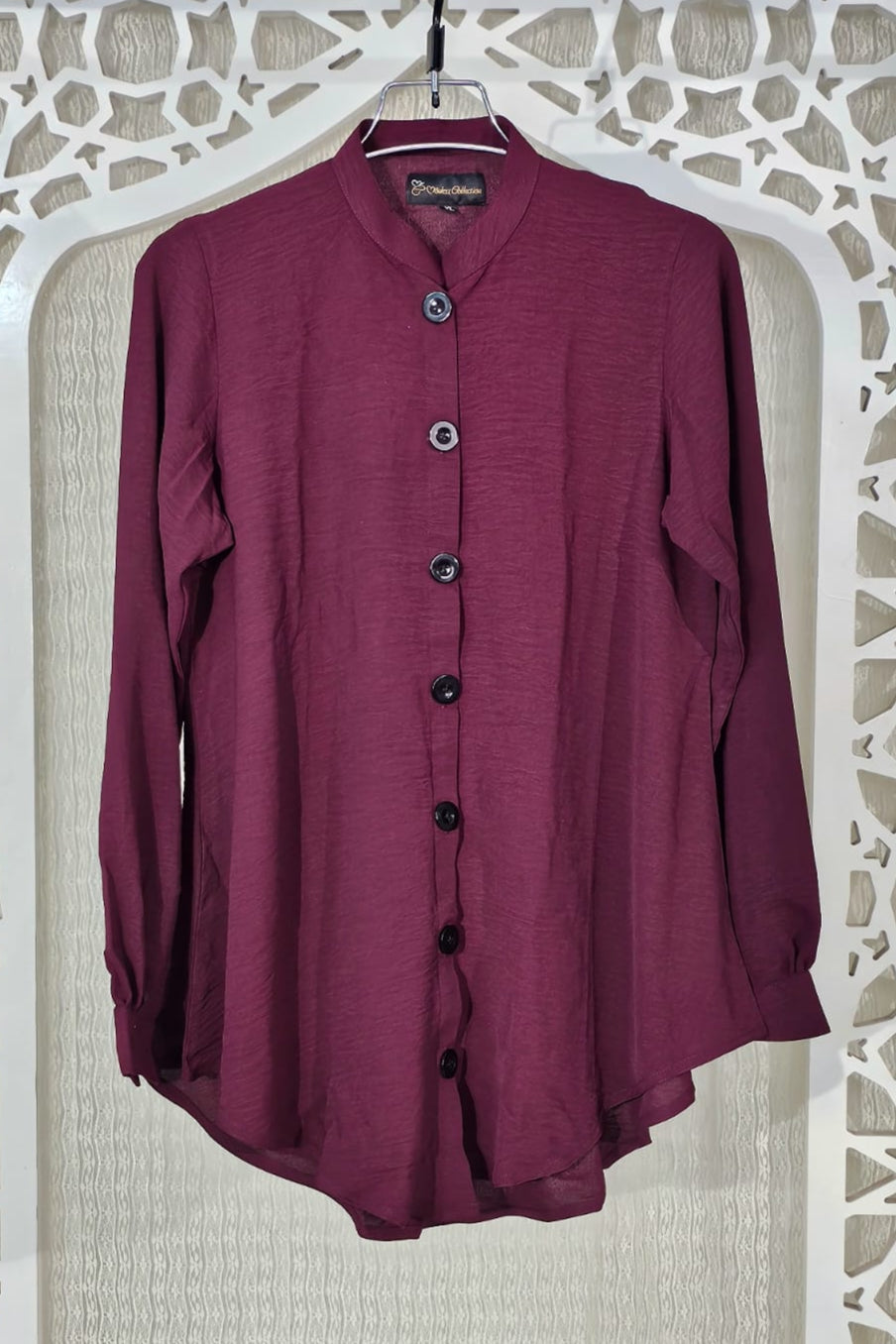 Women's Formal Blouse Berry Color Lightweight Summer Office Wear for Business & Professional Occasions