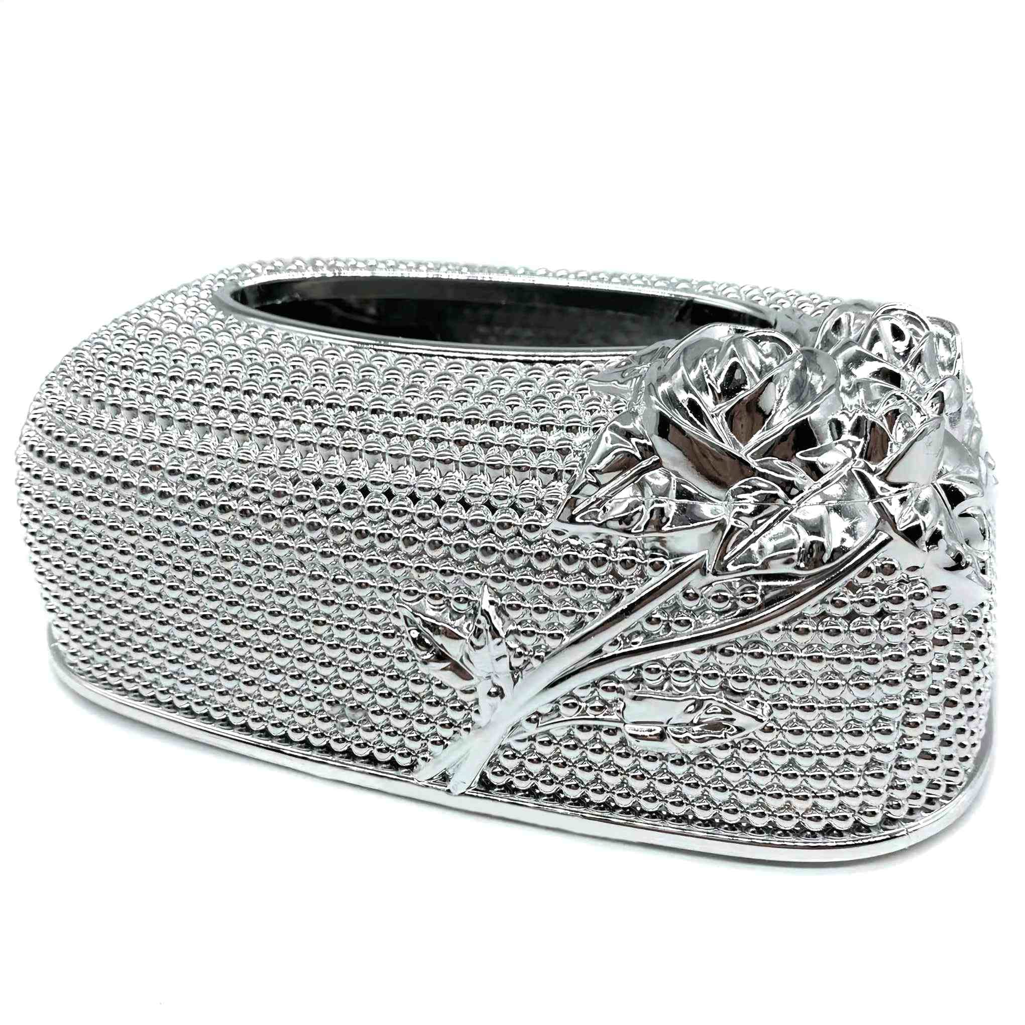 Victorian Style Silver Plastic Tissue Box Cover - Elegant Rectangular Napkin Holder for Bathroom, Bedroom, Living Room & Office Decor | Perfect for Home, Hotel and Wedding Decorations