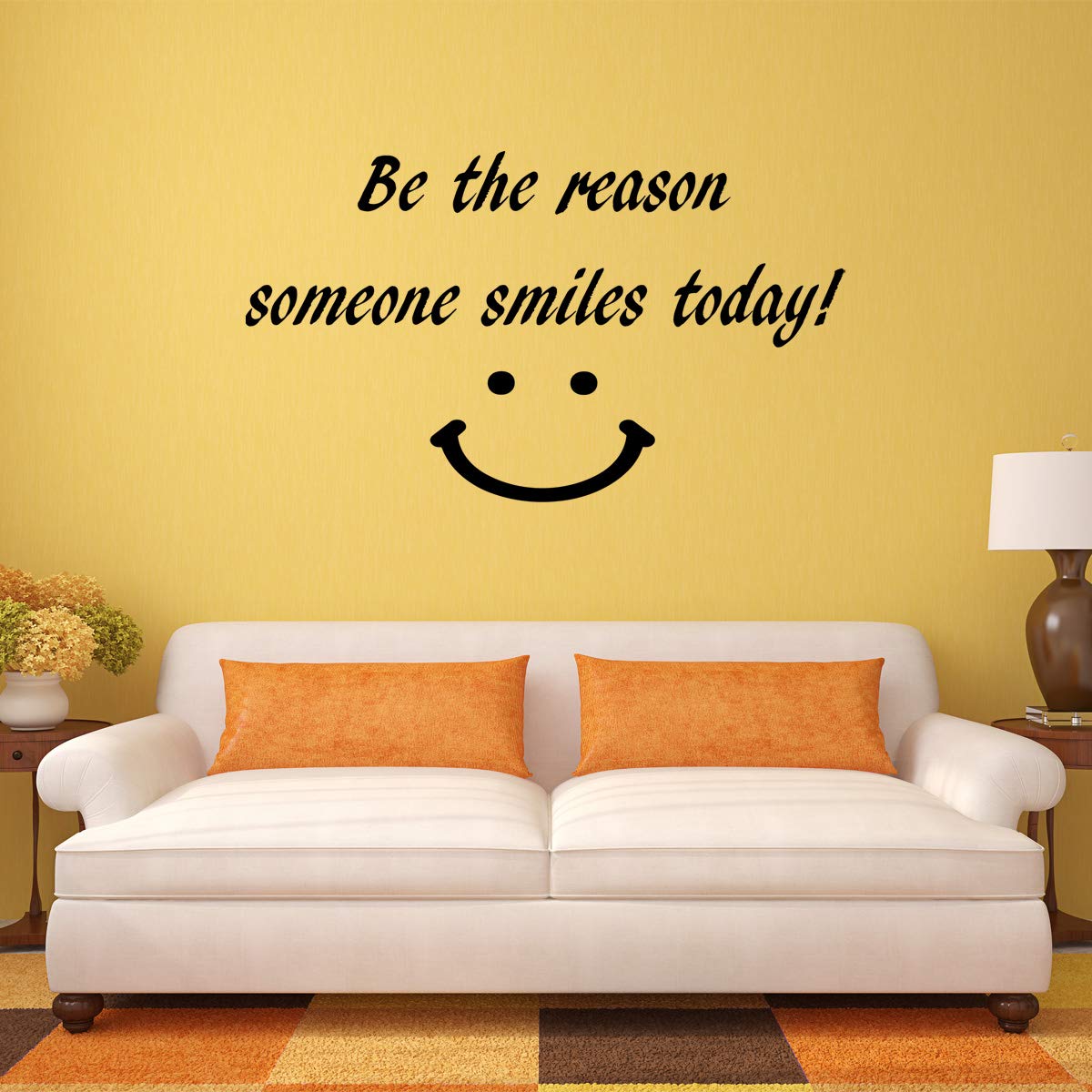 VWAQ 'Be The Reason Someone Smiles Today' Inspirational Wall Decal Sticker - 14x22 Inch Motivational Quote for Home, Office & Classroom Decor