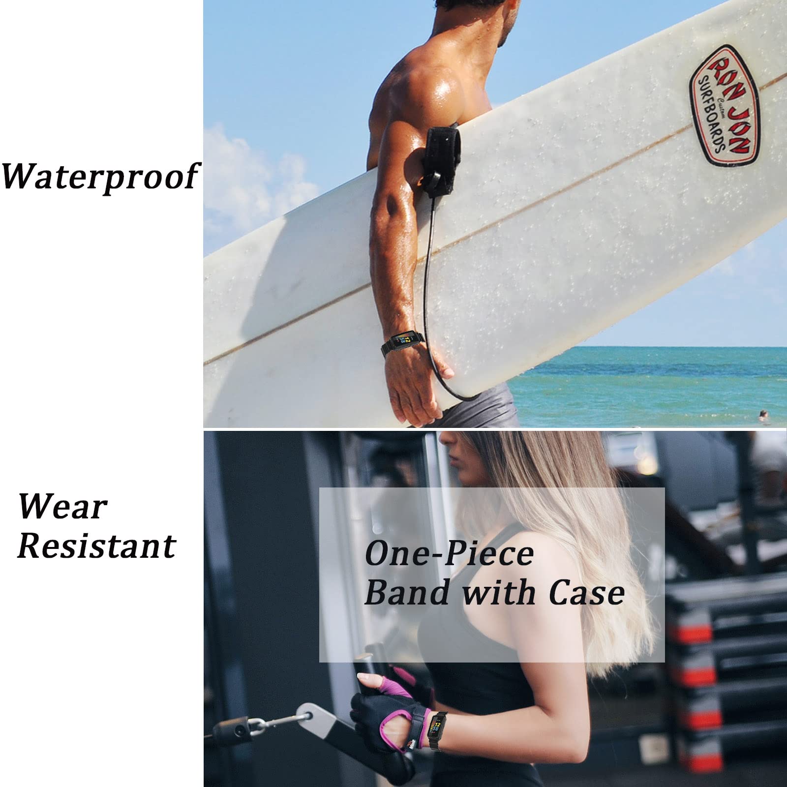 NINKI Green Silicone Replacement Band for Fitbit Charge 5/4/3/SE - All-in-One Case & Sport Strap - Waterproof Fitness Tracker Accessories for Men & Women - Perfect for Running, Swimming & Workouts