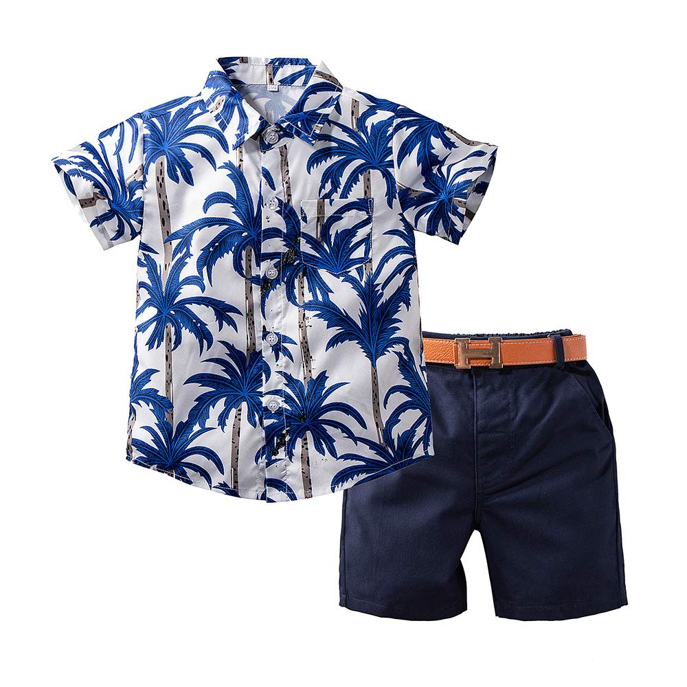 Boys' Floral Summer Outfit Set - Toddler Short Sleeve Shirt & Bermuda Shorts | Beach Vacation, Playdate & Casual Wear