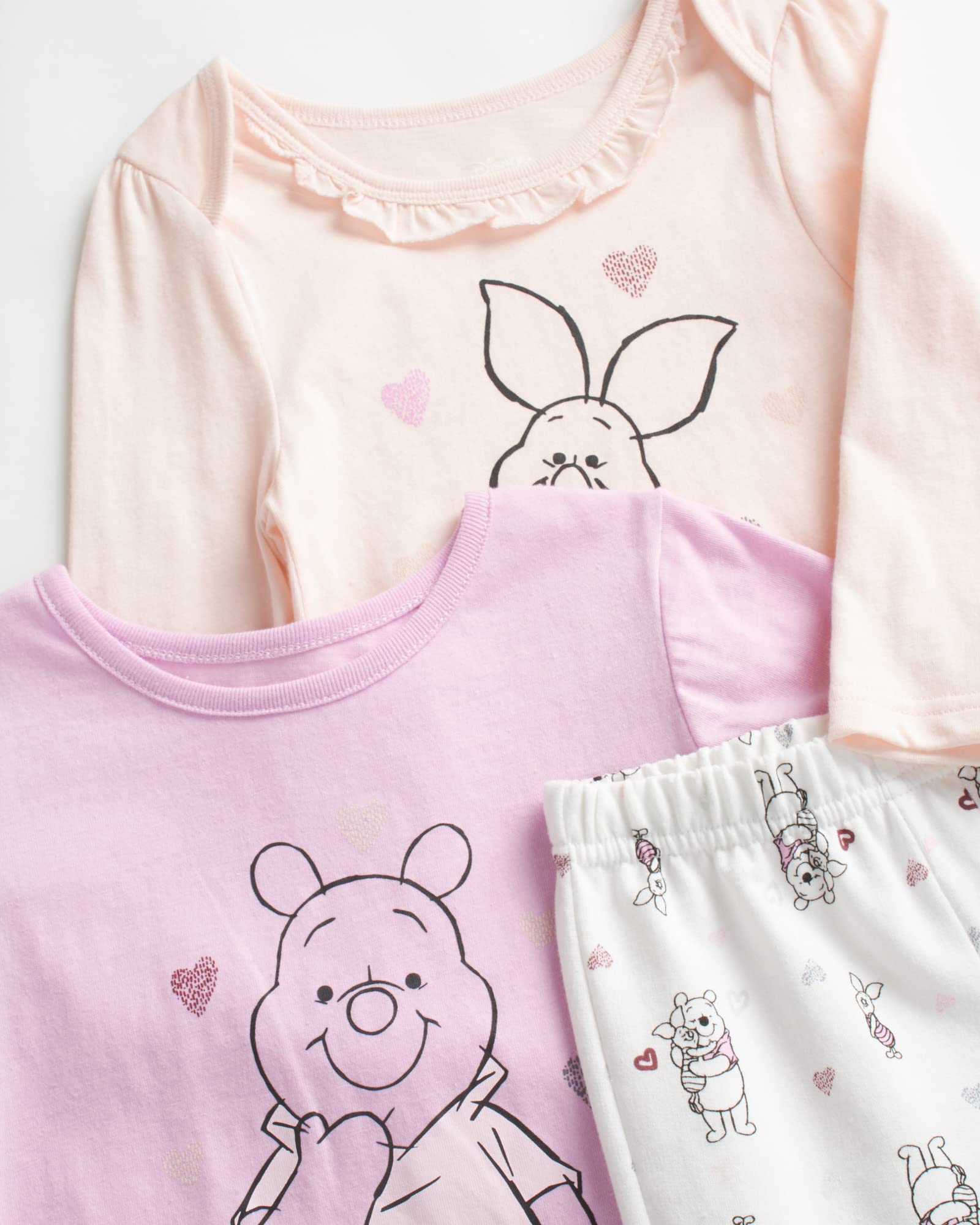 Disney Baby Girls' 3-Piece Pants Set - Minnie Mouse, Bambi & Winnie the Pooh Bodysuit, T-Shirt & Sweatpants (0-24 Months) | Cute Outfit for Playdates, Daycare & Family Photos
