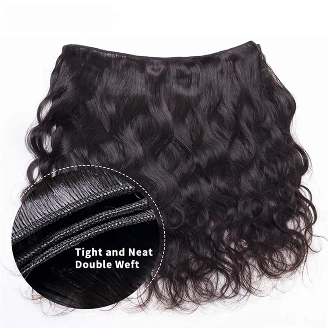 Nadula 100% Unprocessed Brazilian Virgin Human Hair Extensions - 10A Grade Body Wave 3 Bundles with Double Weft (18/20/22 Inch) for Natural Look | Perfect for Daily Wear, Parties & Special Occasions