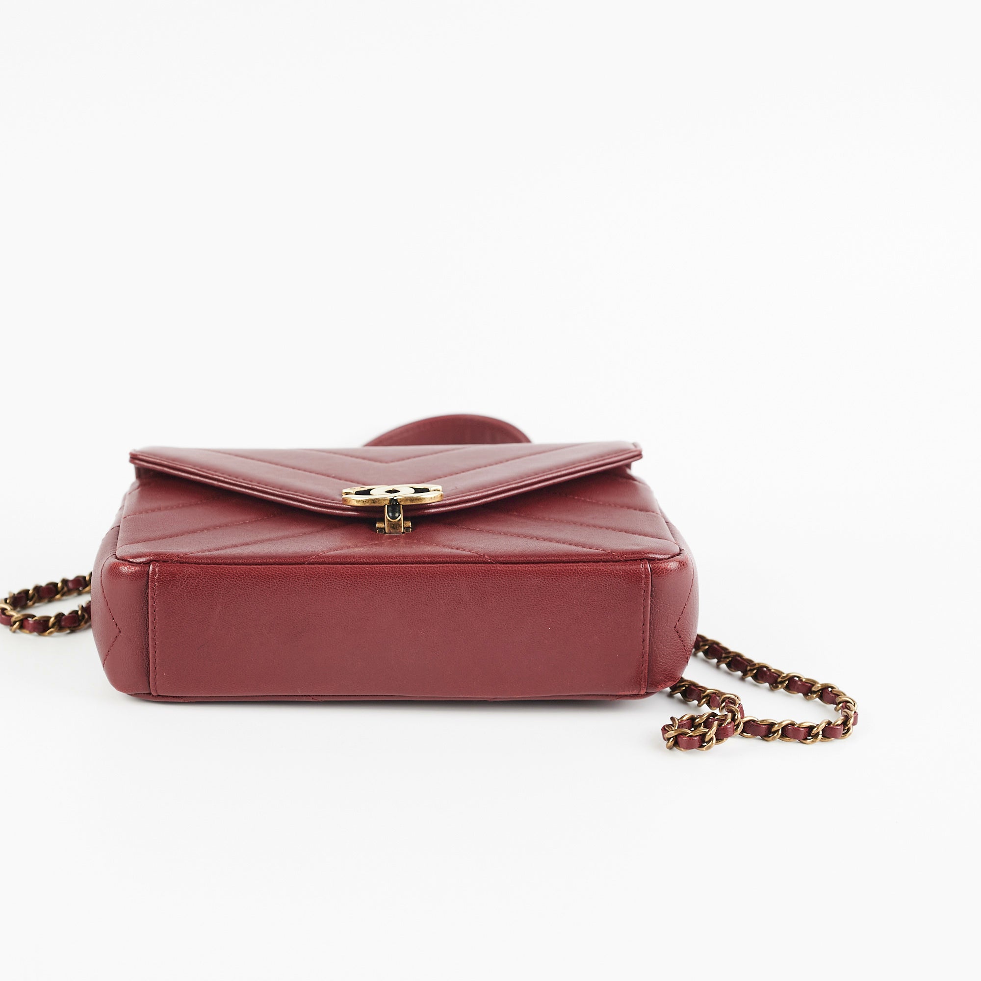 Chanel Mini Chevron Burgundy Leather Crossbody Bag for Women - Luxury Designer Handbag for Date Night, Parties & Everyday Use