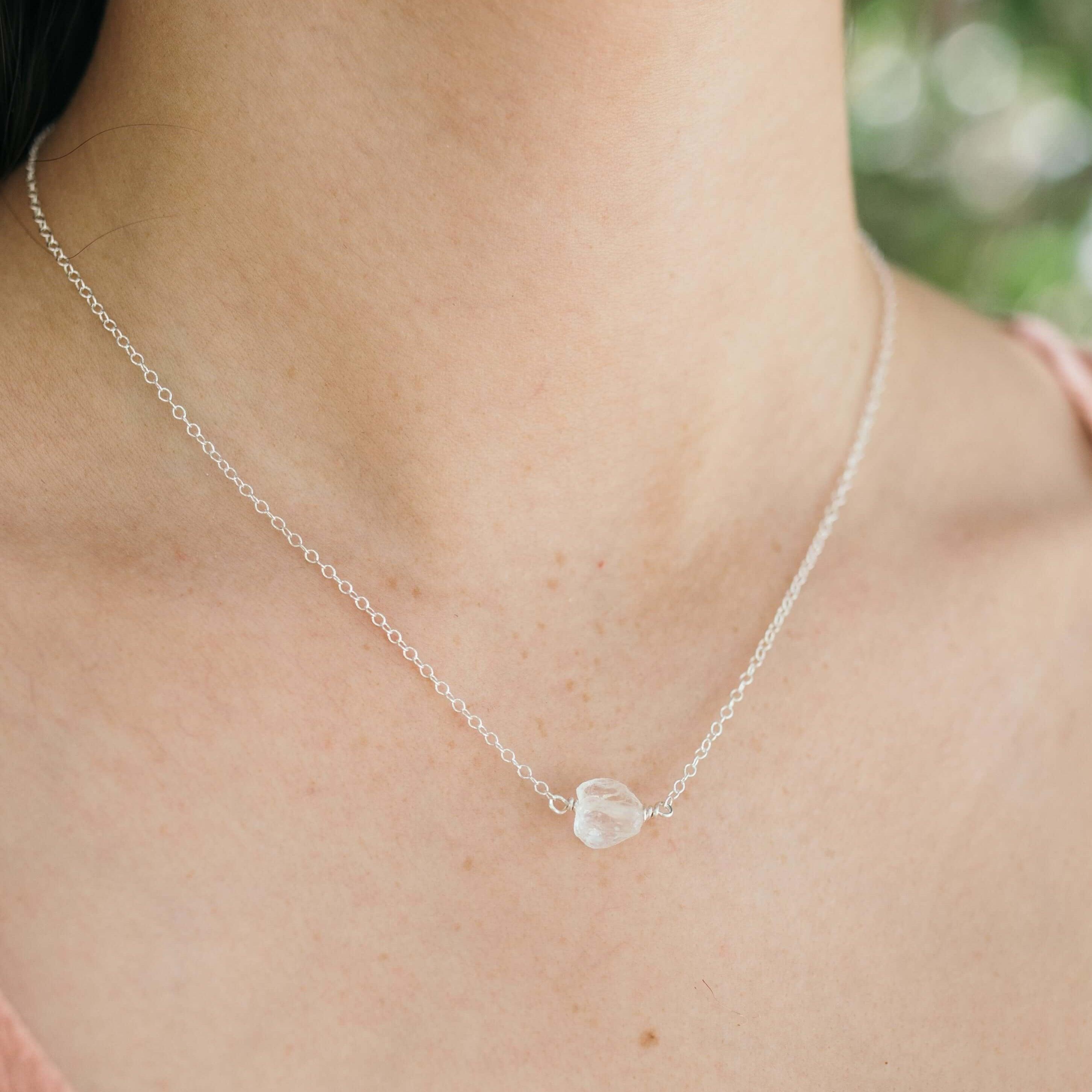 Natural Raw Quartz Crystal Nugget Necklace – Handmade Boho Jewelry for Women – Perfect for Meditation, Healing & Spiritual Gifts