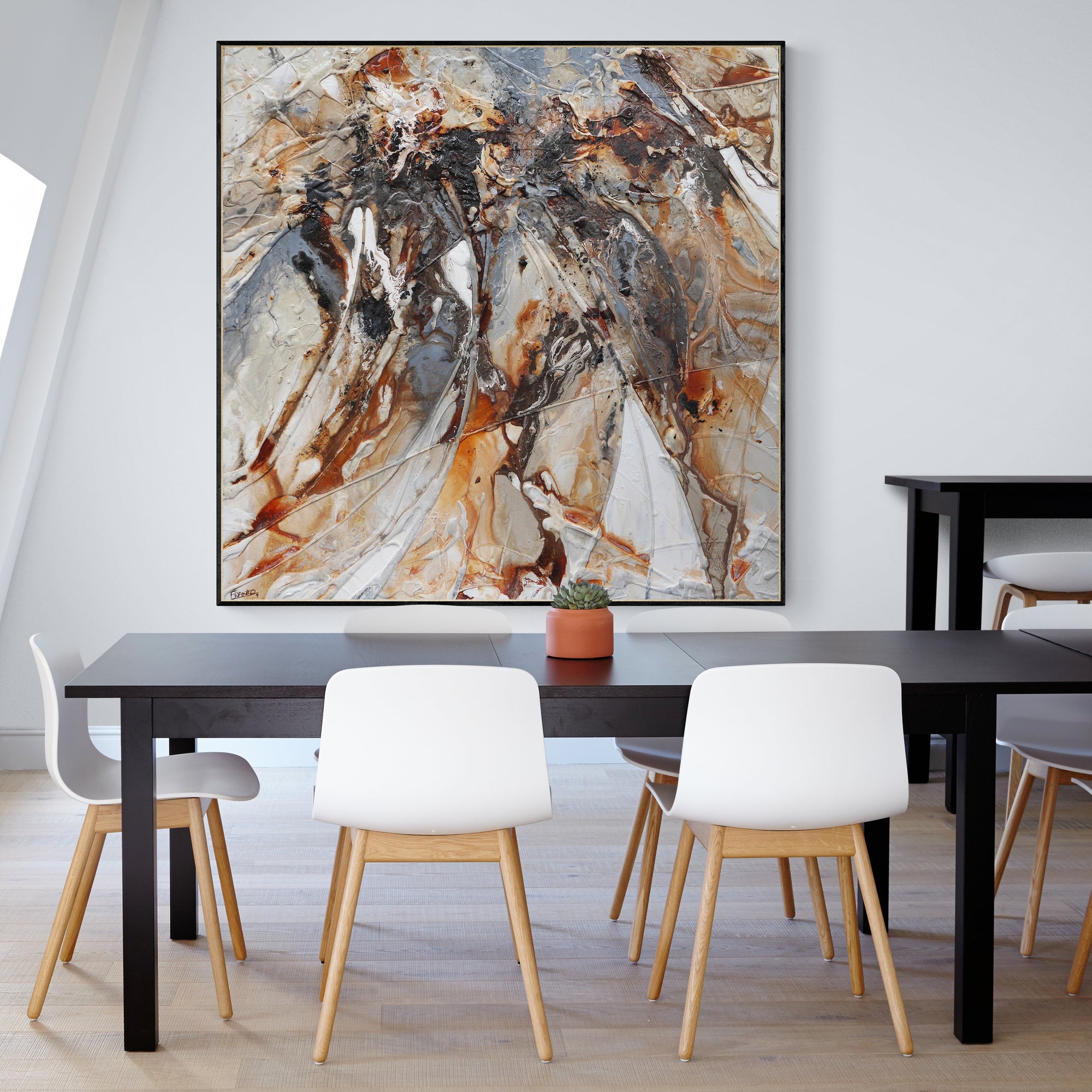 150cm x 150cm White Oxide Textured Abstract Canvas Painting - Modern Rustic Wall Art for Living Room, Bedroom & Office Decor