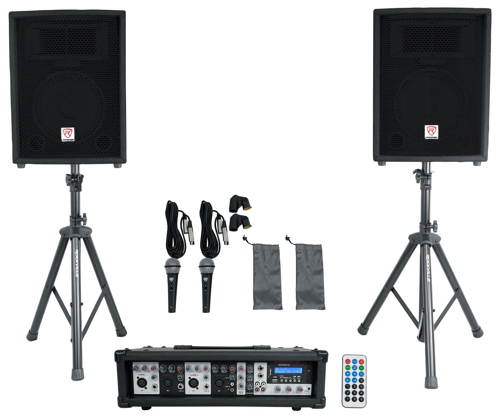 Rockville RPG2X10 Bluetooth PA System with Mixer, 10