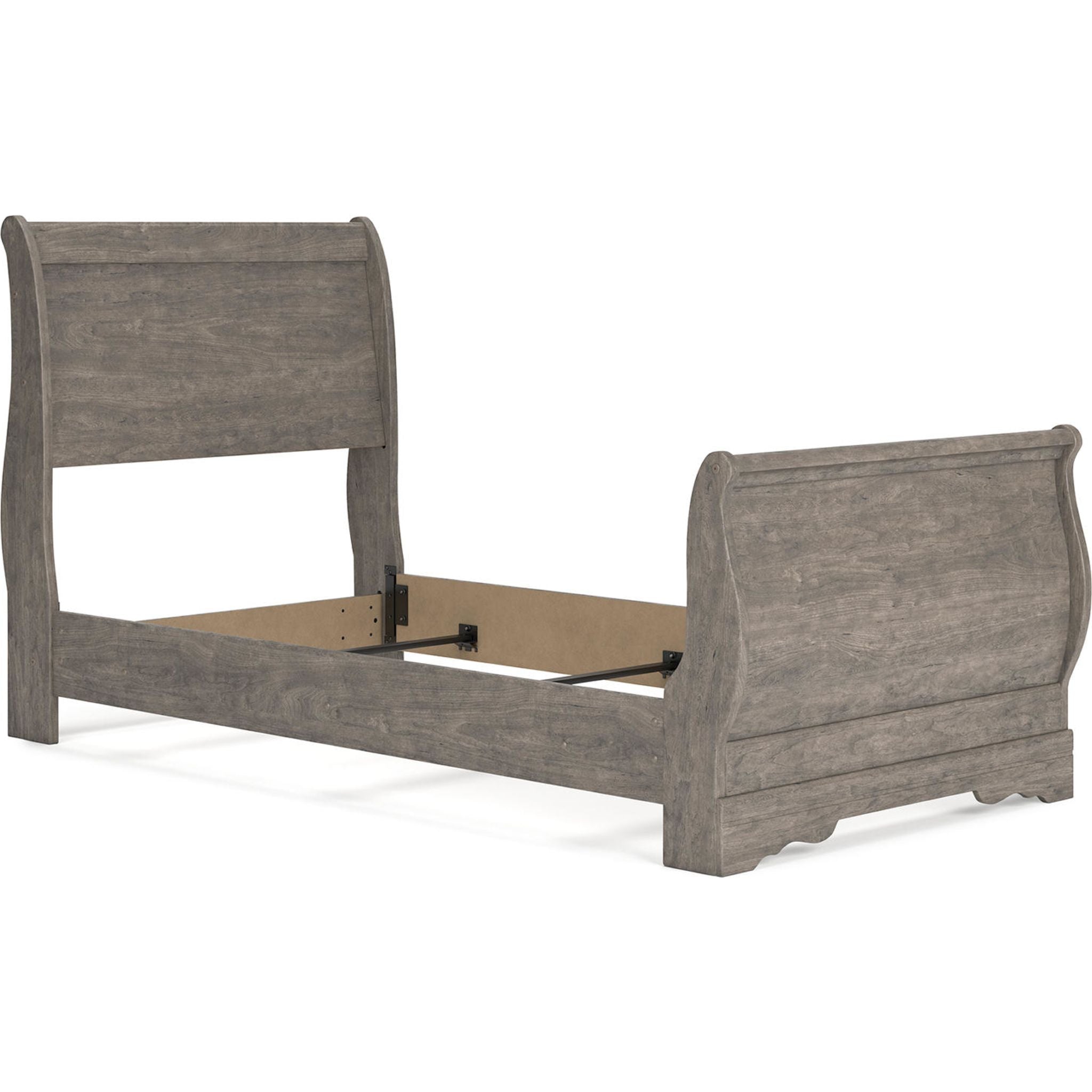 Bayzor 5-Piece Twin Sleigh Bedroom Set in Gray - Modern Kids' Bedroom Furniture for Small Spaces & Guest Rooms