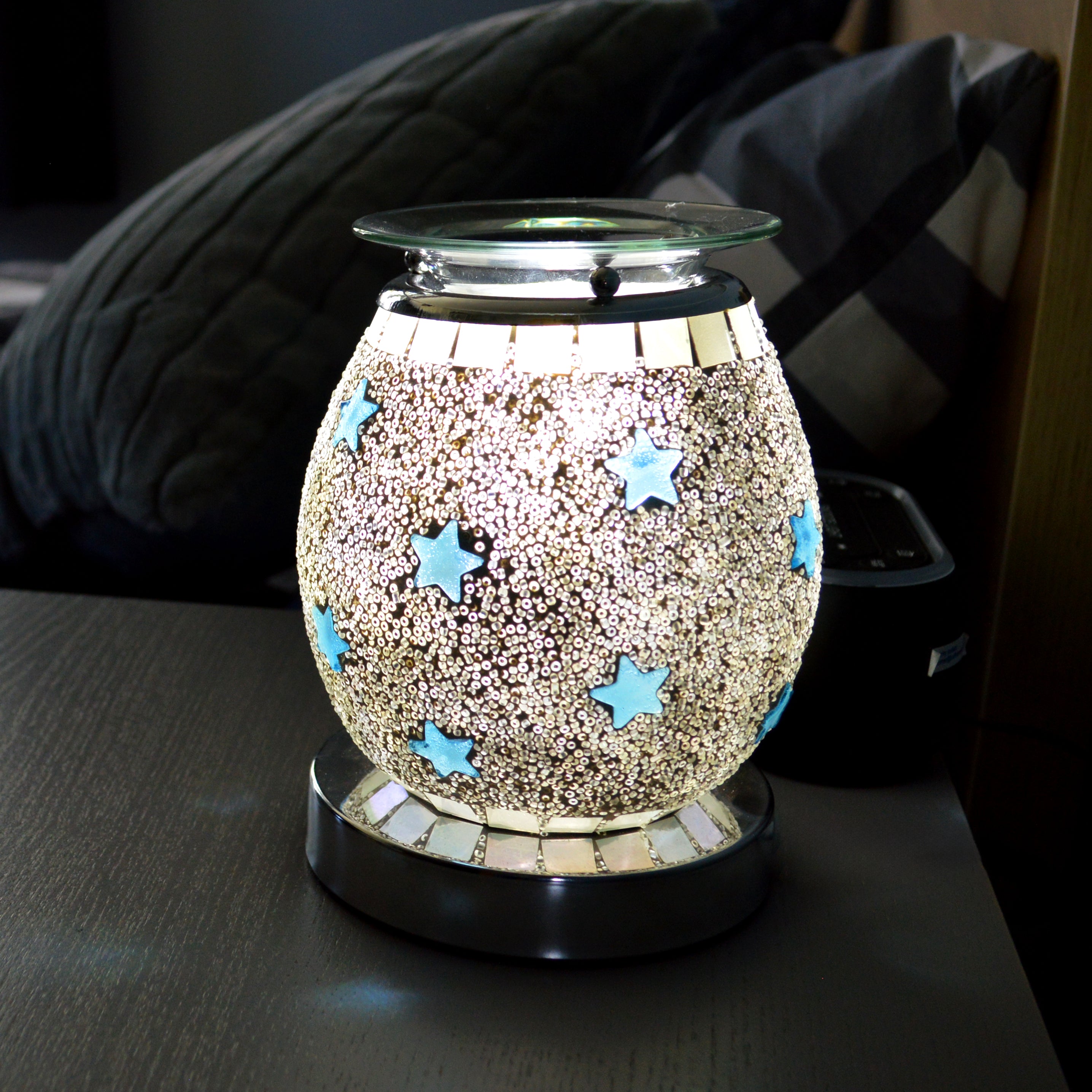 Cello Electric Wax Melter with Touch Control - Mosaic Blue Star Design for Aromatherapy & Home Fragrance