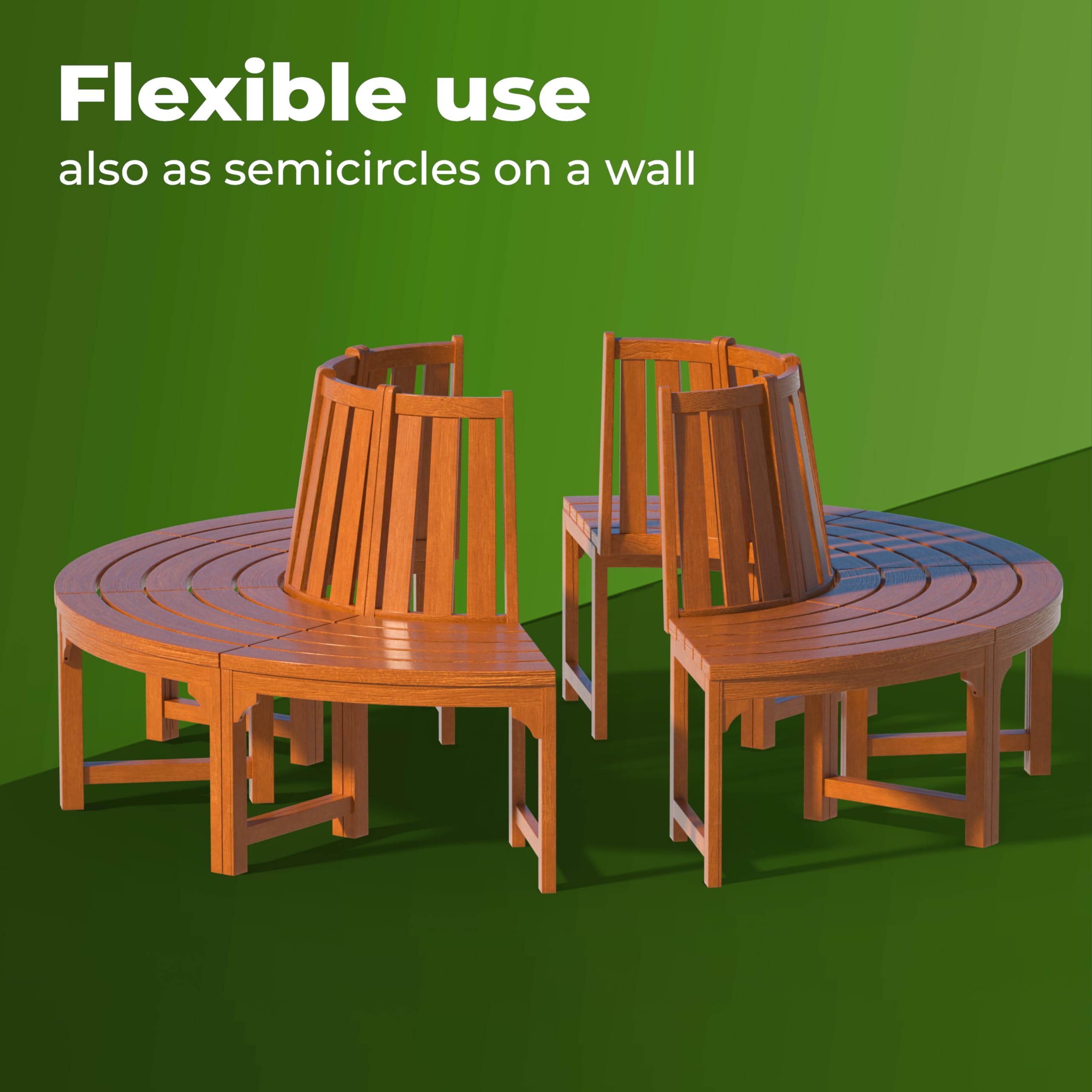 CASARIA® 190cm Circular Tree Bench with Backrest - Weatherproof FSC® Certified Eucalyptus Wood - Round Garden Bench for Outdoor Seating - Perfect for Patio, Lawn, and Backyard Decor - Brown