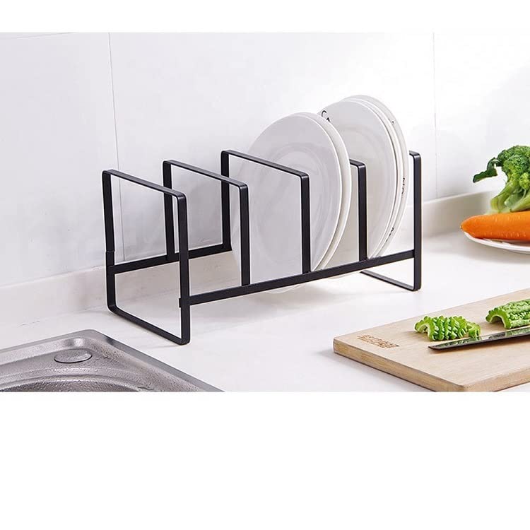 MosQuick® Metal Dish Drying Rack - Plate, Bowl & Chopping Board Holder for Kitchen Cabinet, Counter & Cupboard - Space Saving Kitchen Organizer (White/Black) - Perfect for Drying Dishes, Storing Cookware & Organizing Kitchen Countertops