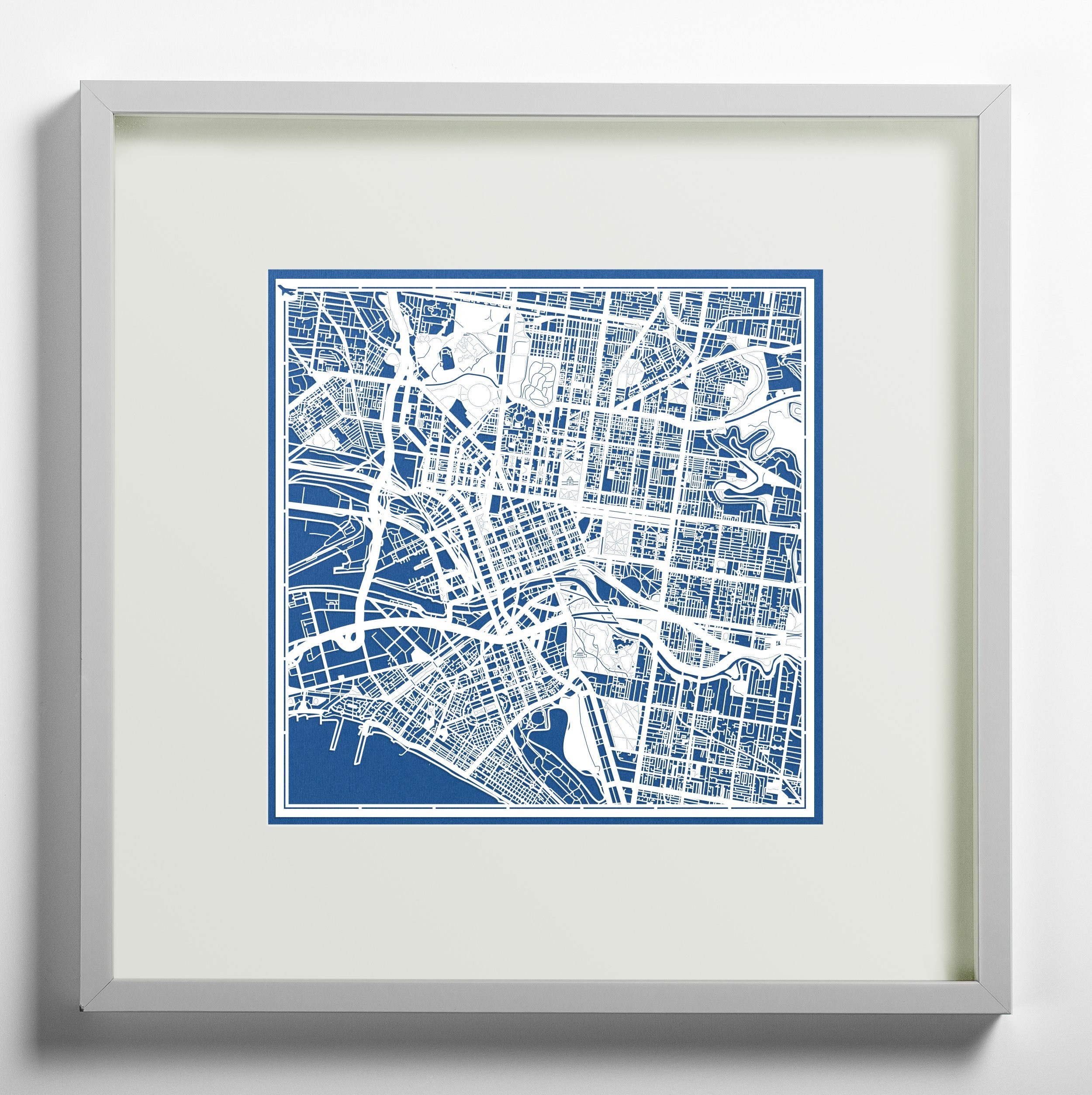 O3 Design Studio Melbourne Paper Cut Map - 12x12 Inch White Paper Art Wall Decor for Home, Office & Gift Giving