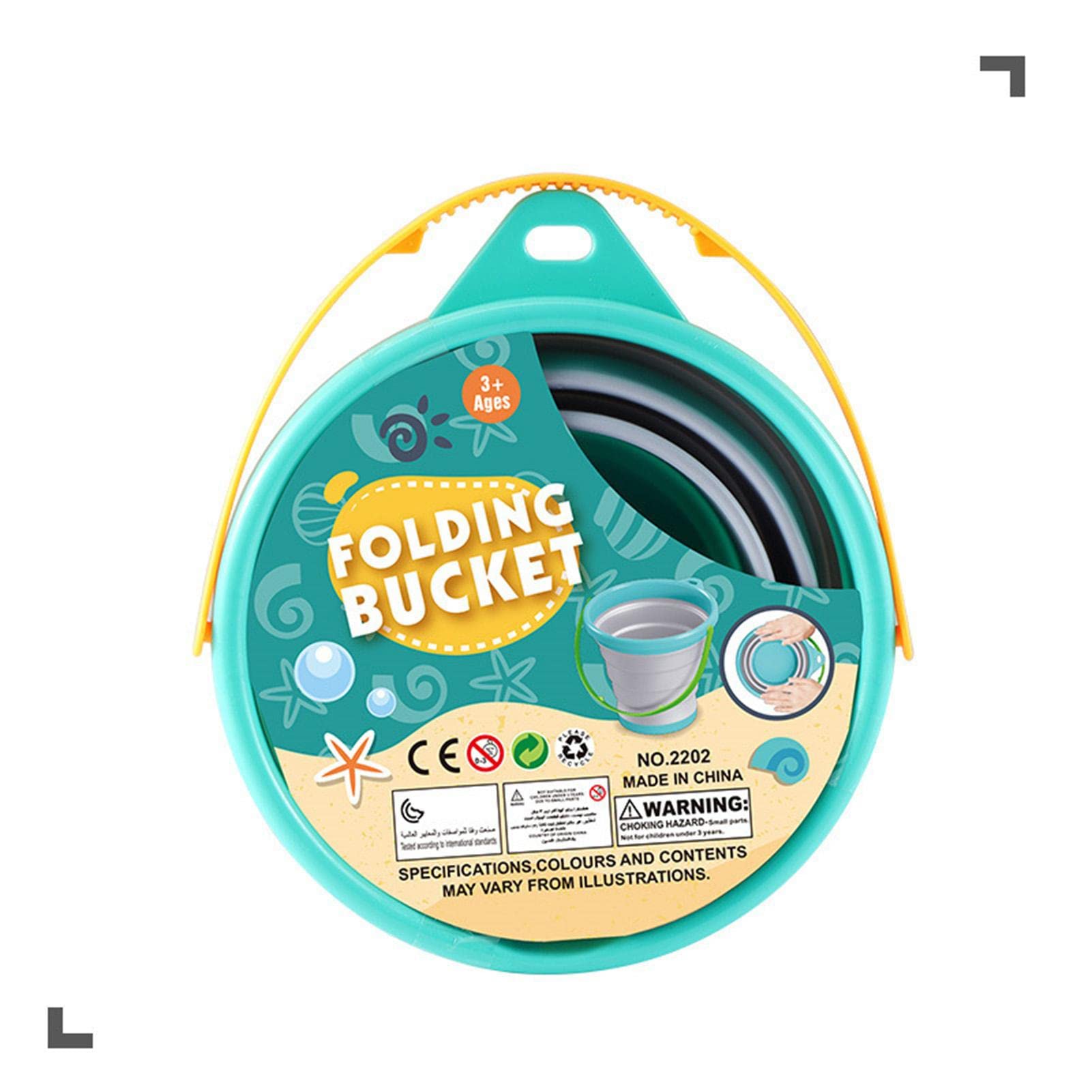 Foldable Beach Bucket Toy - Portable Sand & Water Bucket with Handle for Kids - Perfect for Beach, Sandbox, Fishing & Camping - Compact 22.5 x 17 x 12 cm - Great Summer Outdoor Activity Essential (Shovel Not Included)