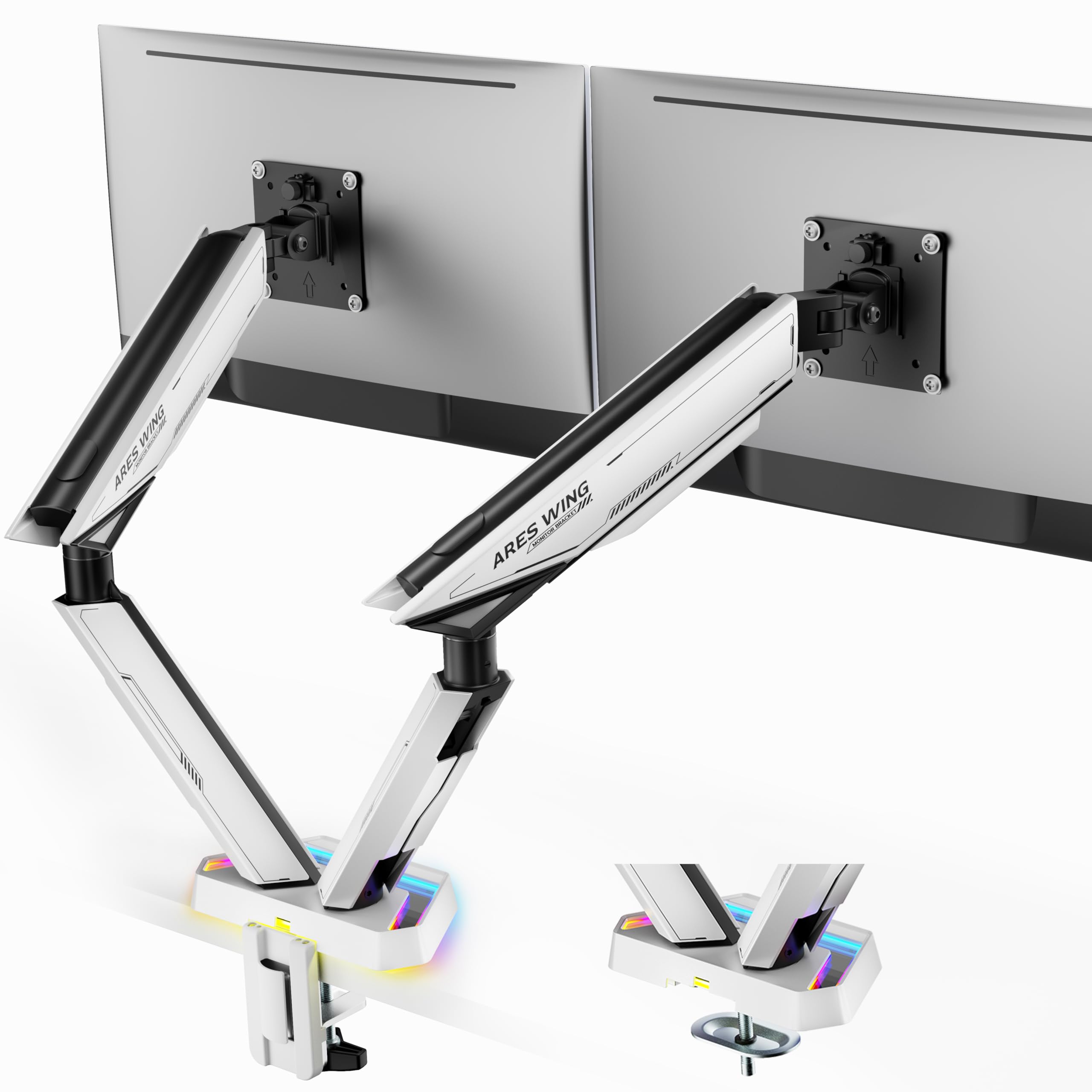 ARES WING RGB Dual Monitor Arm Stand for 17-38