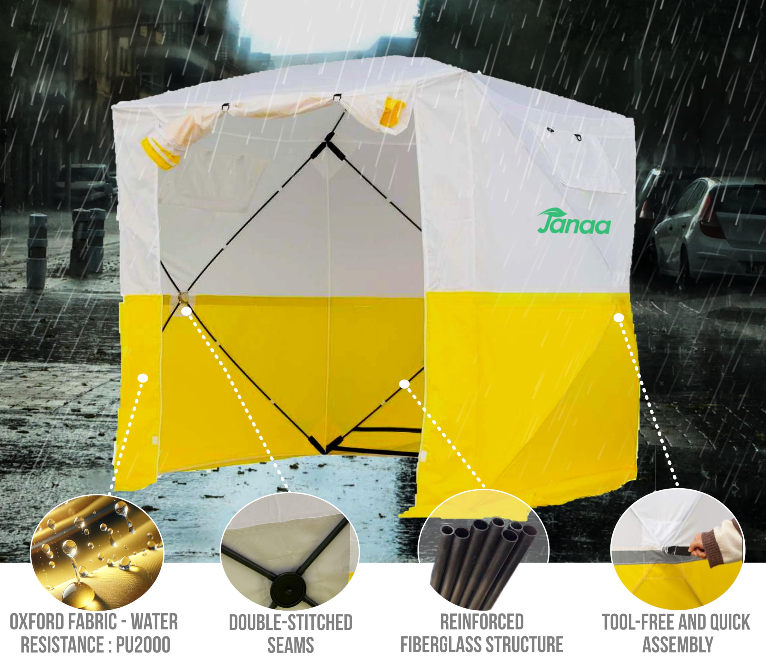JAX3 Professional Pop Up Work Tent - 6.2x6.2x7.05 Ft UV50+ Waterproof Instant Setup Tool-Free - Heavy Duty Commercial Shelter for Outdoor Work, Fiber Optic Splicing, Construction & Camping