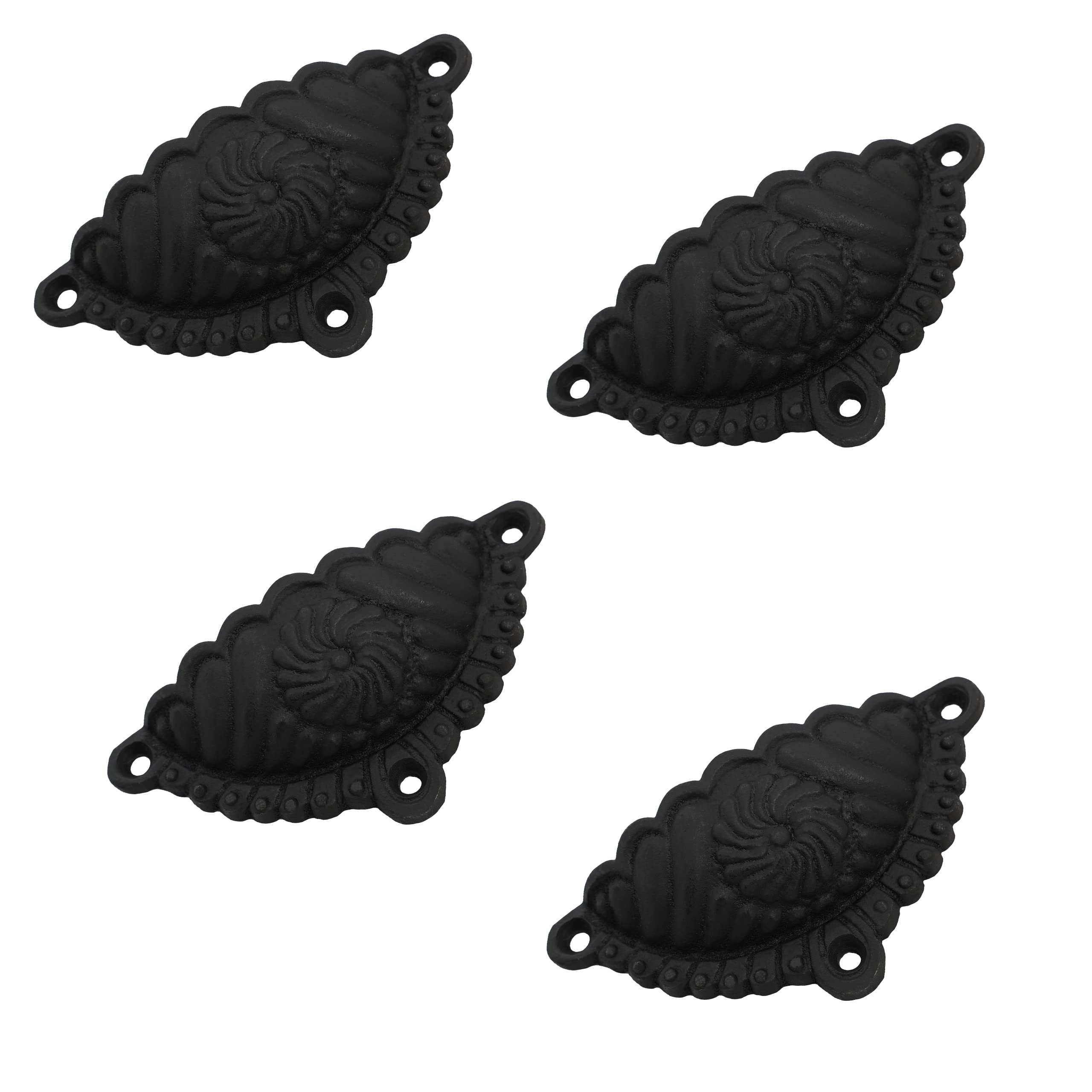 SaKeGa 4 Pack Matte Black Cabinet Drawer Pulls - Flat Black Kitchen Cabinet Handles & Cup Pulls for Modern Home & Office Furniture (Kitchen, Bathroom, Closet, Dresser)