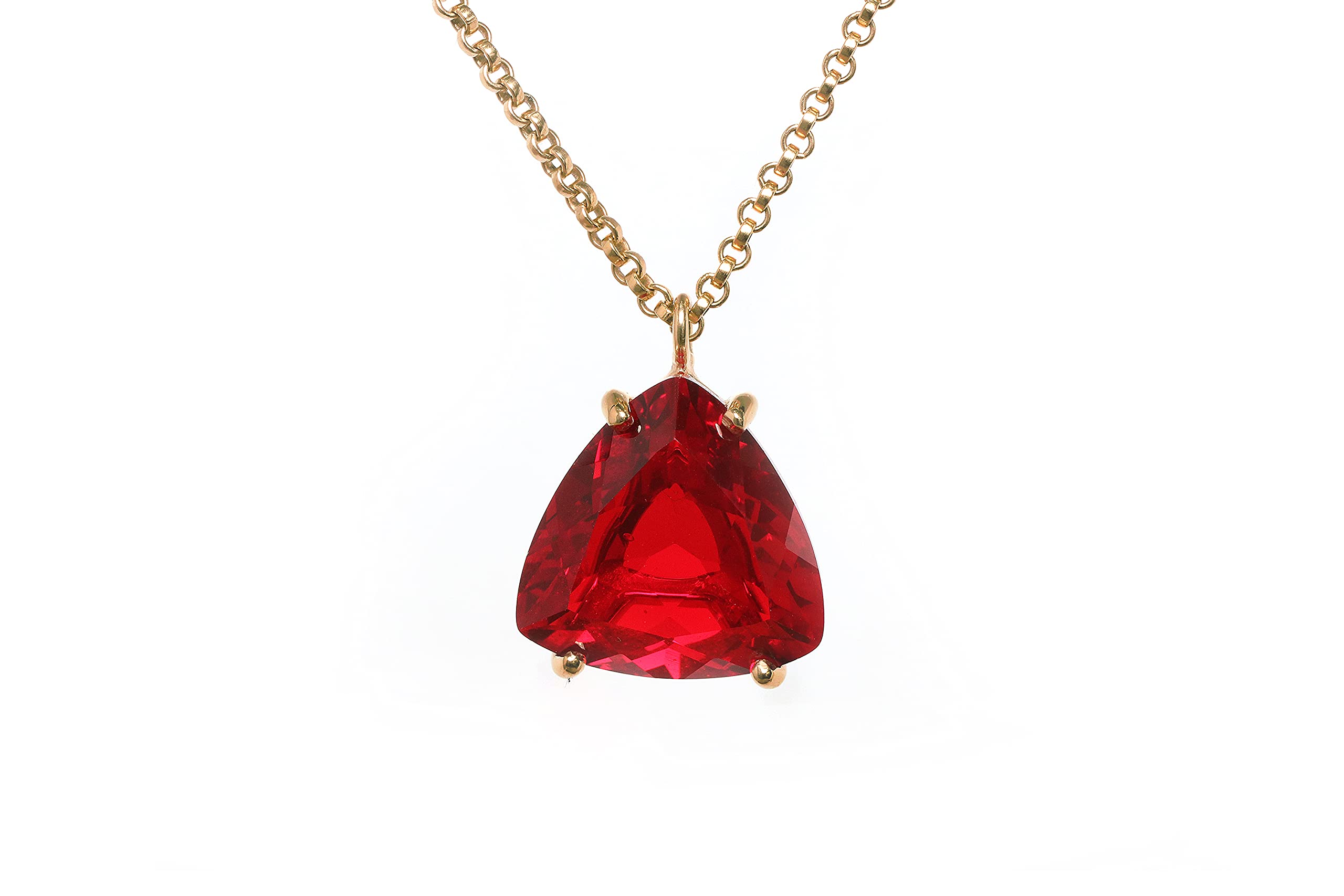 14k Yellow Gold Ruby Birthstone Necklace - Handcrafted Artisan Statement Jewelry for Women - Customizable Pendant & Chain - Perfect Gift for Birthday, Anniversary & Special Occasions