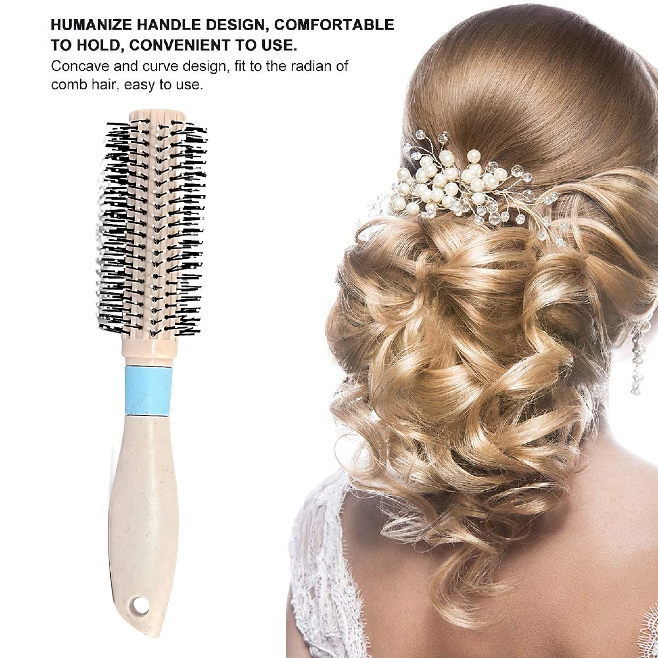 HUDACRUSH BEAUTY Dual Color Ivory Fiber Handle Round Comb - 6 Pack for Home, Salon & Parlour Use | Perfect for Styling, Detangling & Hair Care
