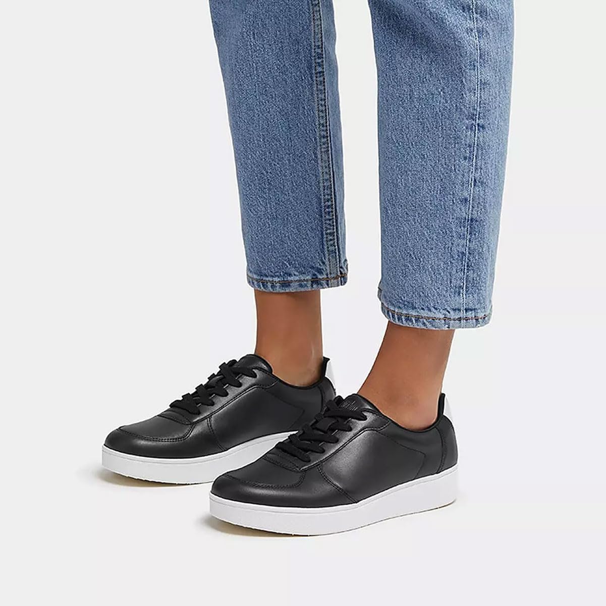 FitFlop Women's Rally Leather & Suede Panel Sneakers - Comfortable Walking Shoes for Work, Travel & Everyday Wear