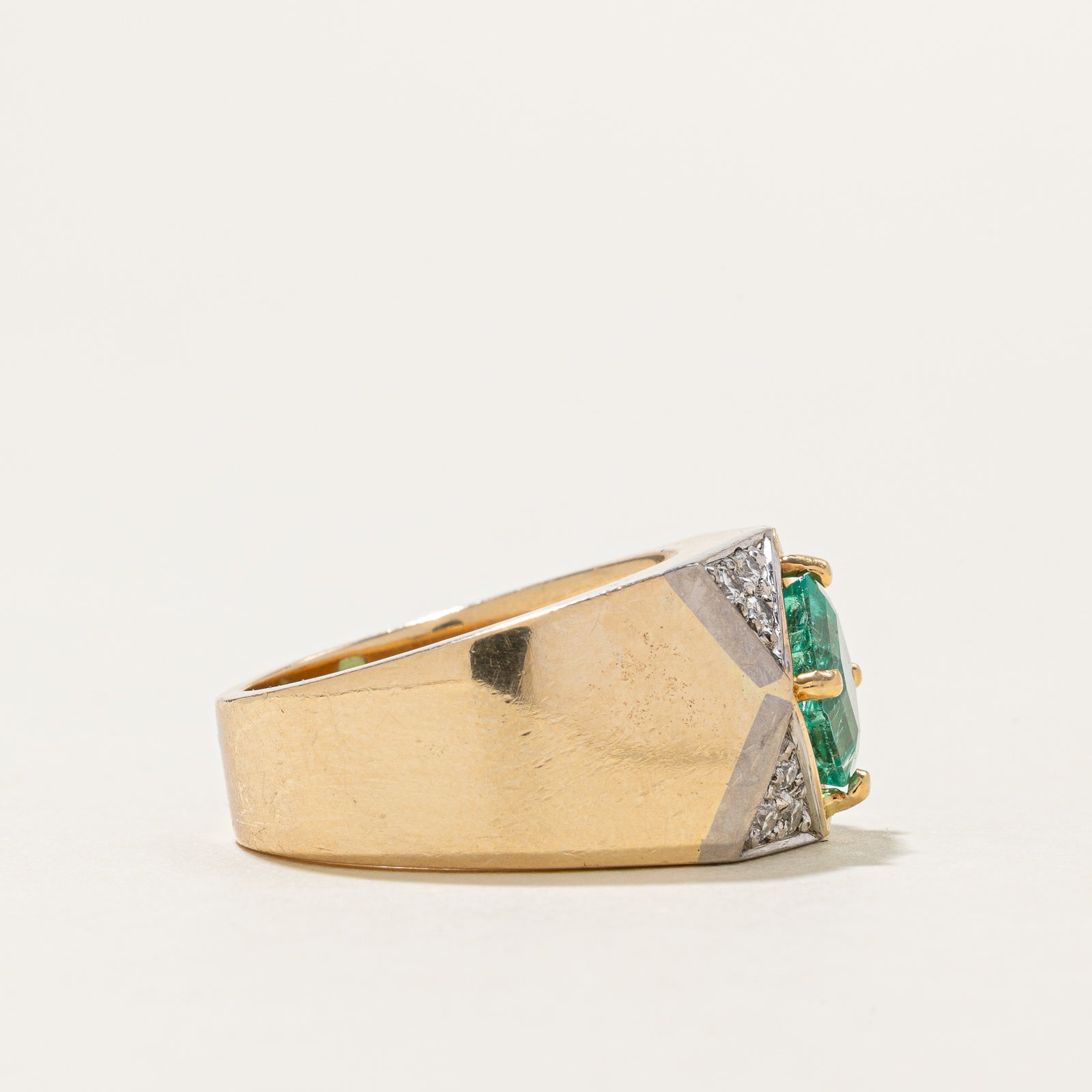 Emerald and Diamond Ring - 2.10ct Emerald with 0.28ct Diamond Accents - Size 6.75 - Elegant Engagement & Wedding Jewelry for Women