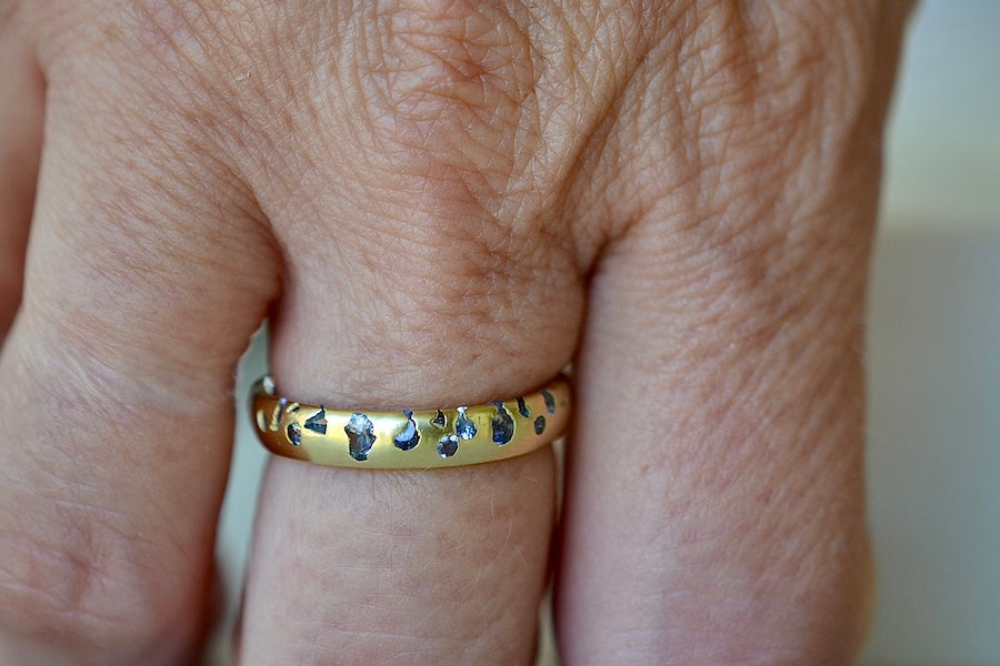 Blue Sapphire Confetti Band Ring - Elegant 925 Sterling Silver Stackable Ring for Women | Perfect for Weddings, Anniversaries, and Everyday Wear
