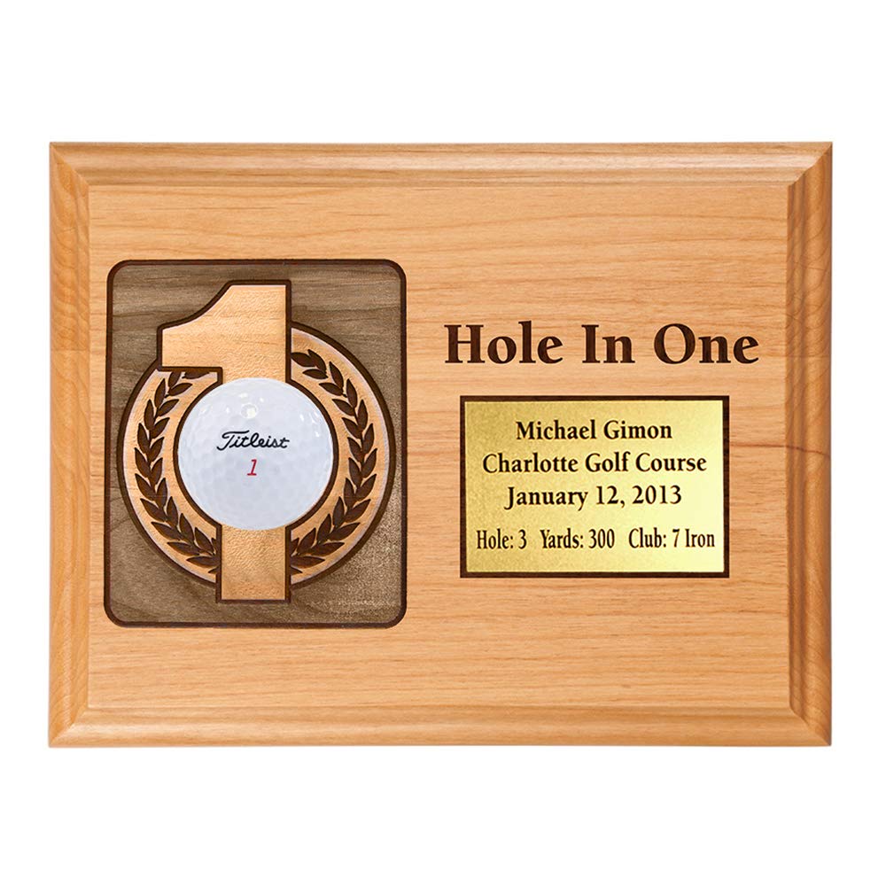 Custom Golf Hole-in-One Laser Engraved Plaque with Free Personalized Plate - Perfect for Golf Tournaments, Awards & Clubhouse Displays