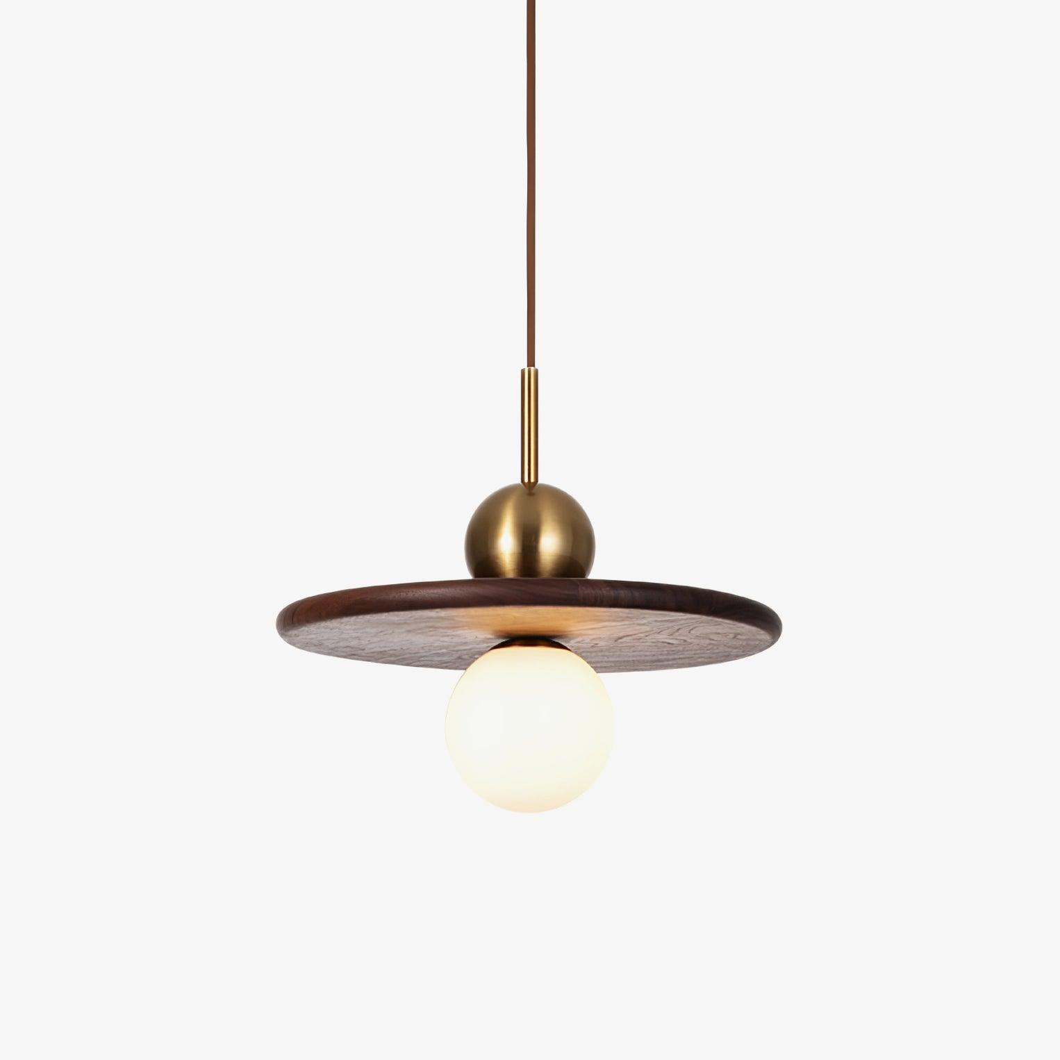 Modern UFO Flying Saucer Walnut Wood Pendant Light - Stylish Ceiling Lamp for Living Room, Bedroom, Dining Room & Office Decor
