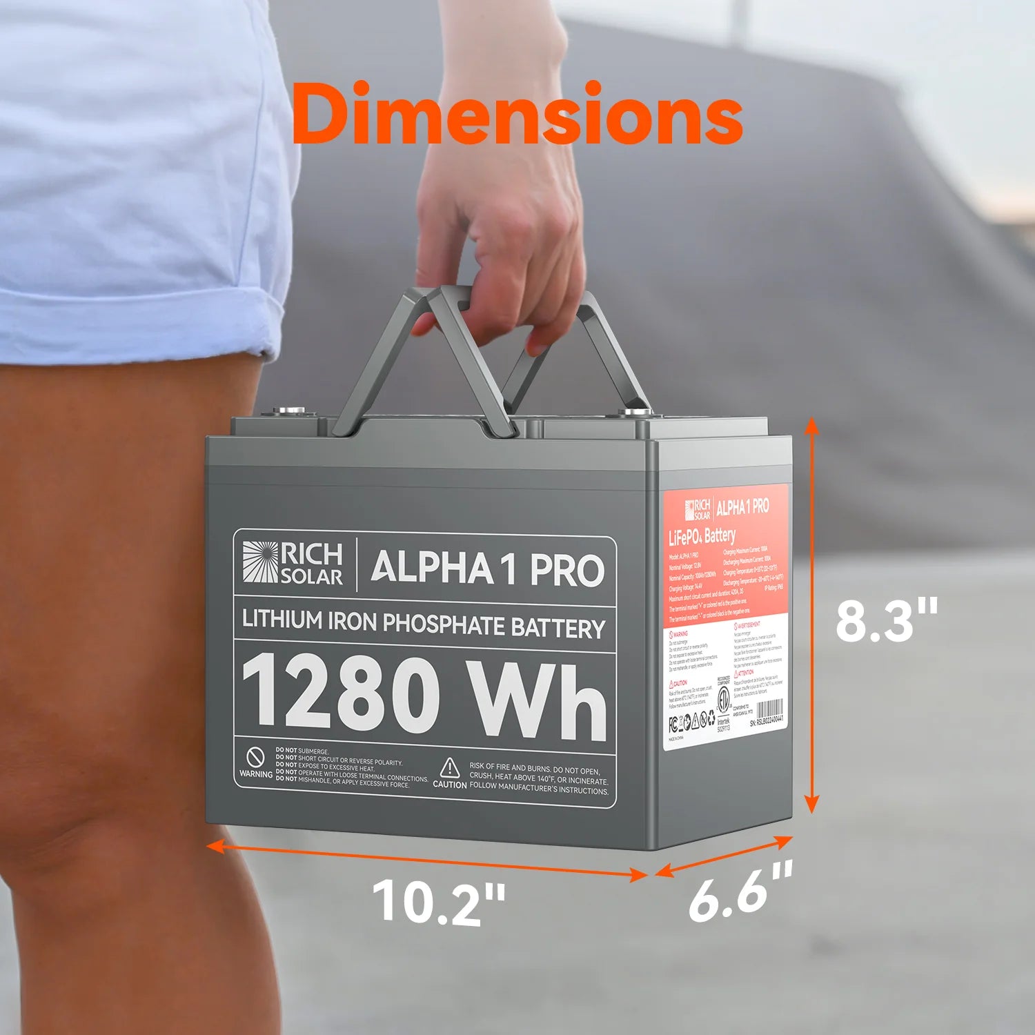 Rich Solar ALPHA 1 PRO 12V 100Ah LiFePO4 Lithium Iron Phosphate Deep Cycle Battery - Perfect for Solar Power Systems, RVs, Marine & Off-Grid Applications
