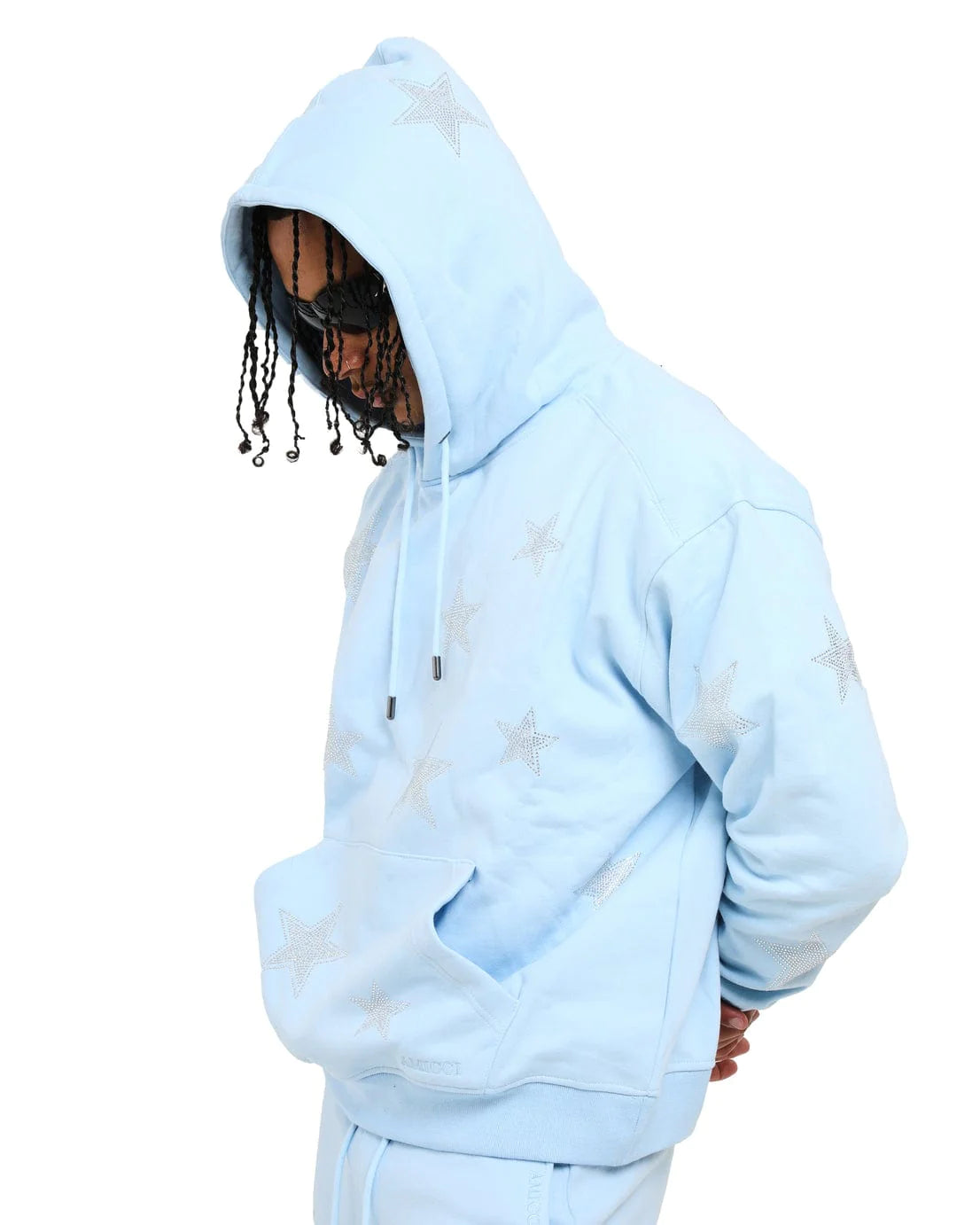 Amicci Star Hoodie for Women & Men - Soft Baby Blue Pullover Sweatshirt - Cozy Casual Wear for Everyday & Street Style Fashion