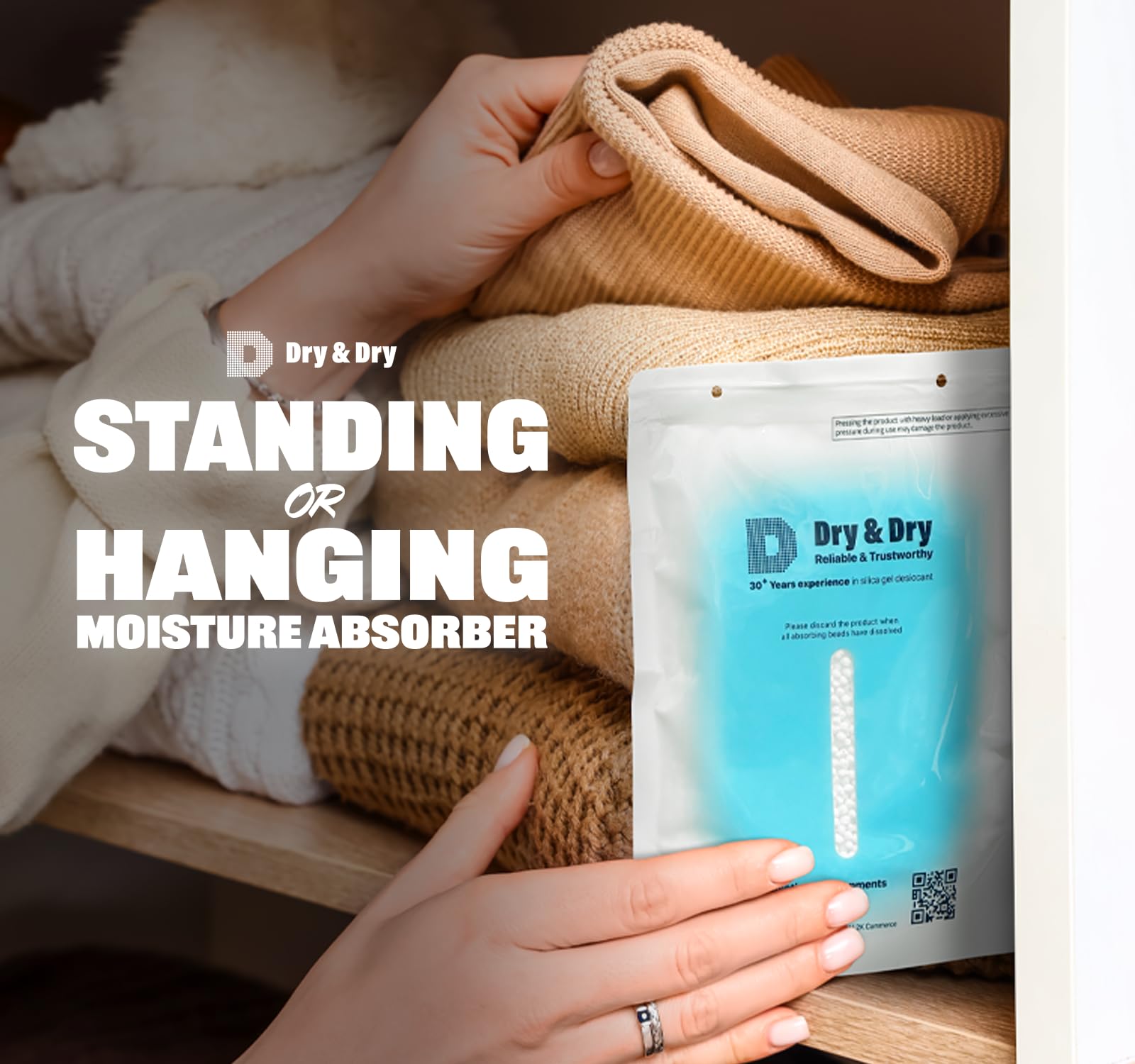 Dry & Dry 8-Pack Hybrid Moisture Absorbers & Odor Eliminator - Powerful Dehumidifier for Basements, Closets, Bathrooms & Laundry Rooms | Controls Excess Humidity & Prevents Musty Smells | Ideal for Home, RV, Boat & Storage Areas