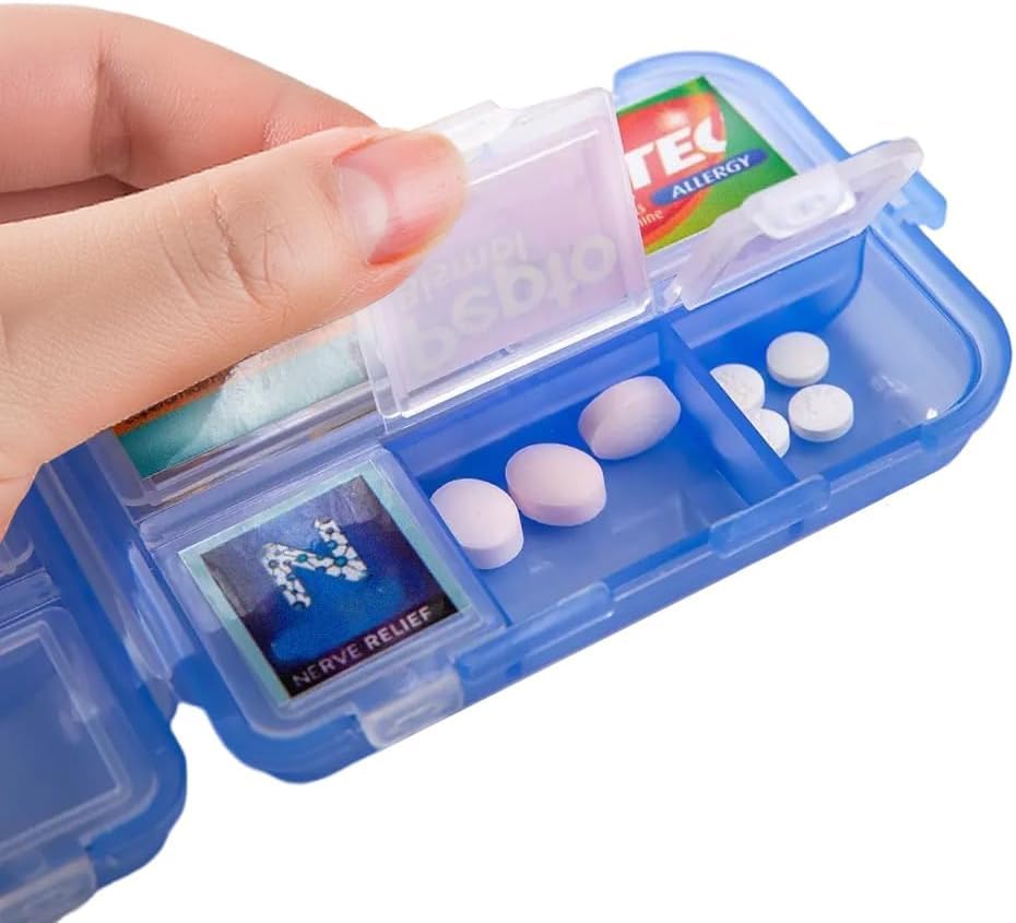 7-Day Pill Organizer with 146 Labels - Travel & Daily Medication Storage Case (Pink) | Portable Pill Box for Vitamins, Supplements & Prescriptions | Perfect for Home, Office & Travel Use