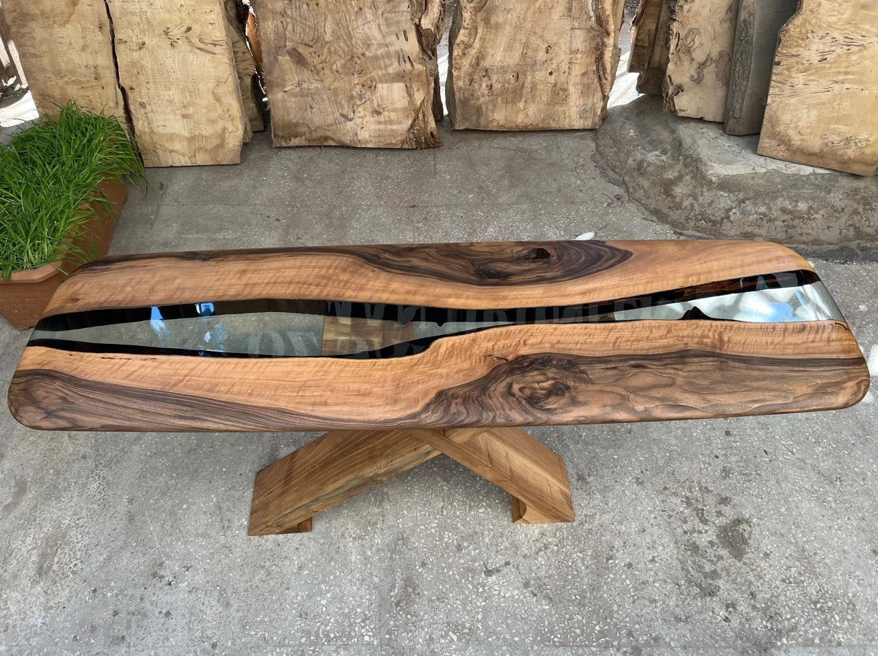 Handmade Solid Walnut Wood Console Table - Entryway Sofa Table, Hallway Accent Table for Living Room, Foyer & Home Decor