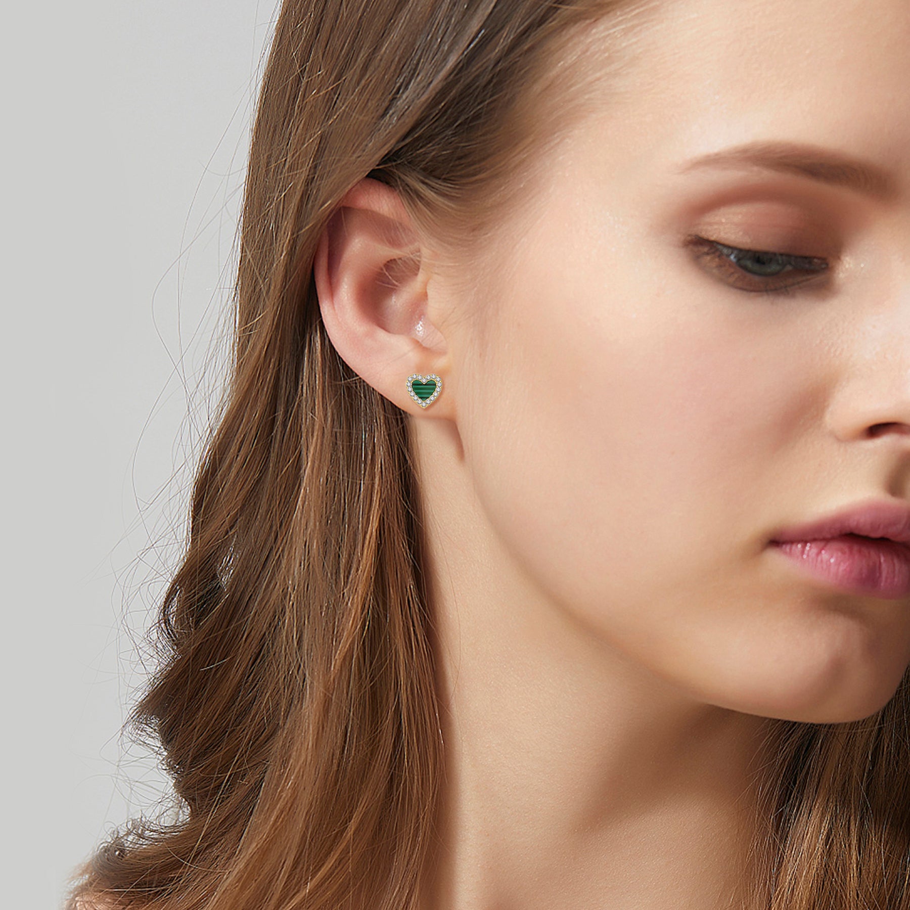 Romantic Green Heart Stud Earrings for Women - Dainty Jewelry Gift for Valentine's Day, Anniversary or Birthday - Perfect for Everyday Wear, Date Nights & Special Occasions
