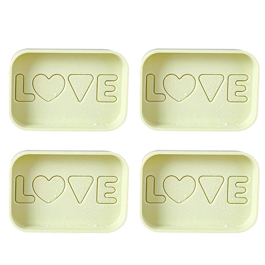 10PCS Cabilock Soap Dishes with Drain Holes - Creative Double-Layer Soap Holder with Love Letters Design - Bathroom Soap Tray for Handmade Soaps, Green - Perfect for Home, Hotel, and Spa Use
