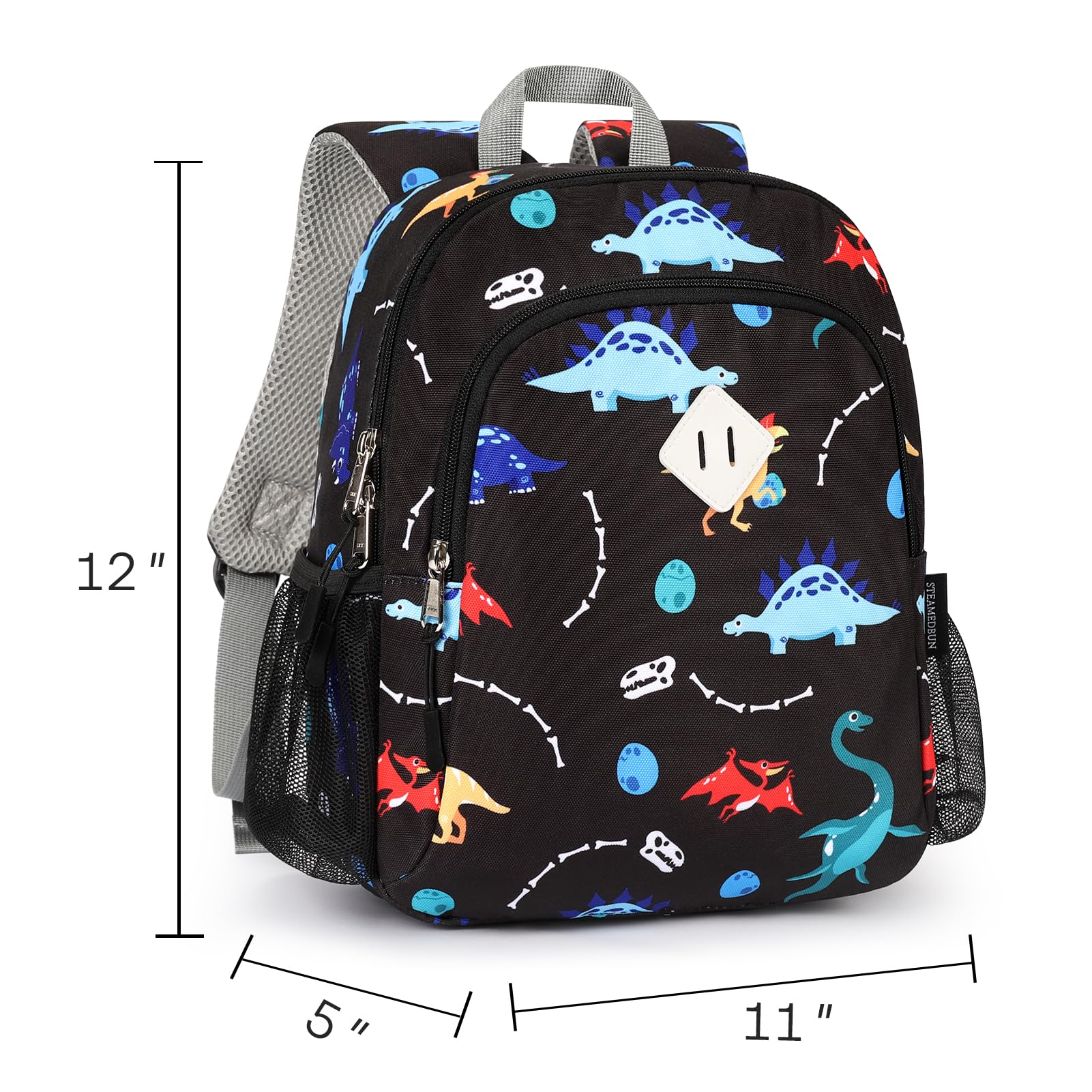 Dinosaur Toddler Backpack for Boys & Girls 2-5 Years - Cute Preschool & Kindergarten Mini Backpack for Kids - Lightweight & Durable School Bag (Black) - Perfect for Daycare, Travel & Outdoor Adventures