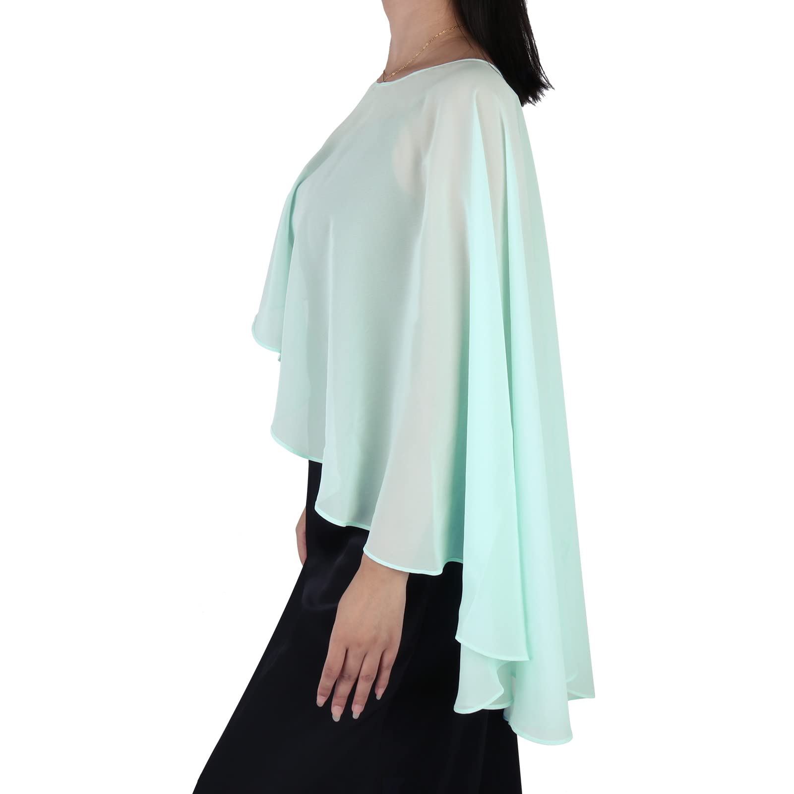 Elegant Sheer Chiffon Cape for Women - Lightweight Soft Capelet Shawl Wrap - Perfect for Evening Parties, Weddings, and Formal Dress Cover Ups