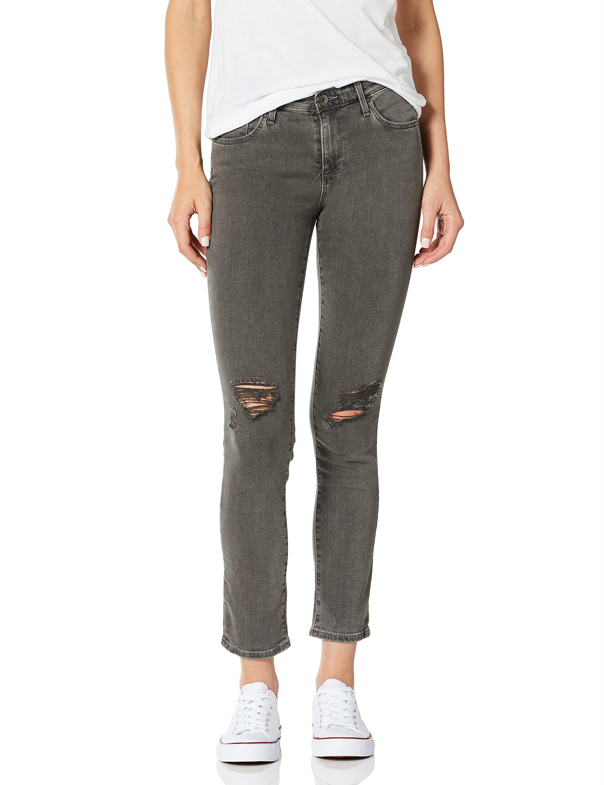 AG Adriano Goldschmied Women's Prima Mid-Rise Skinny Jeans - Slim Fit Cigarette Leg Ankle Pants for Work, Casual & Night Out