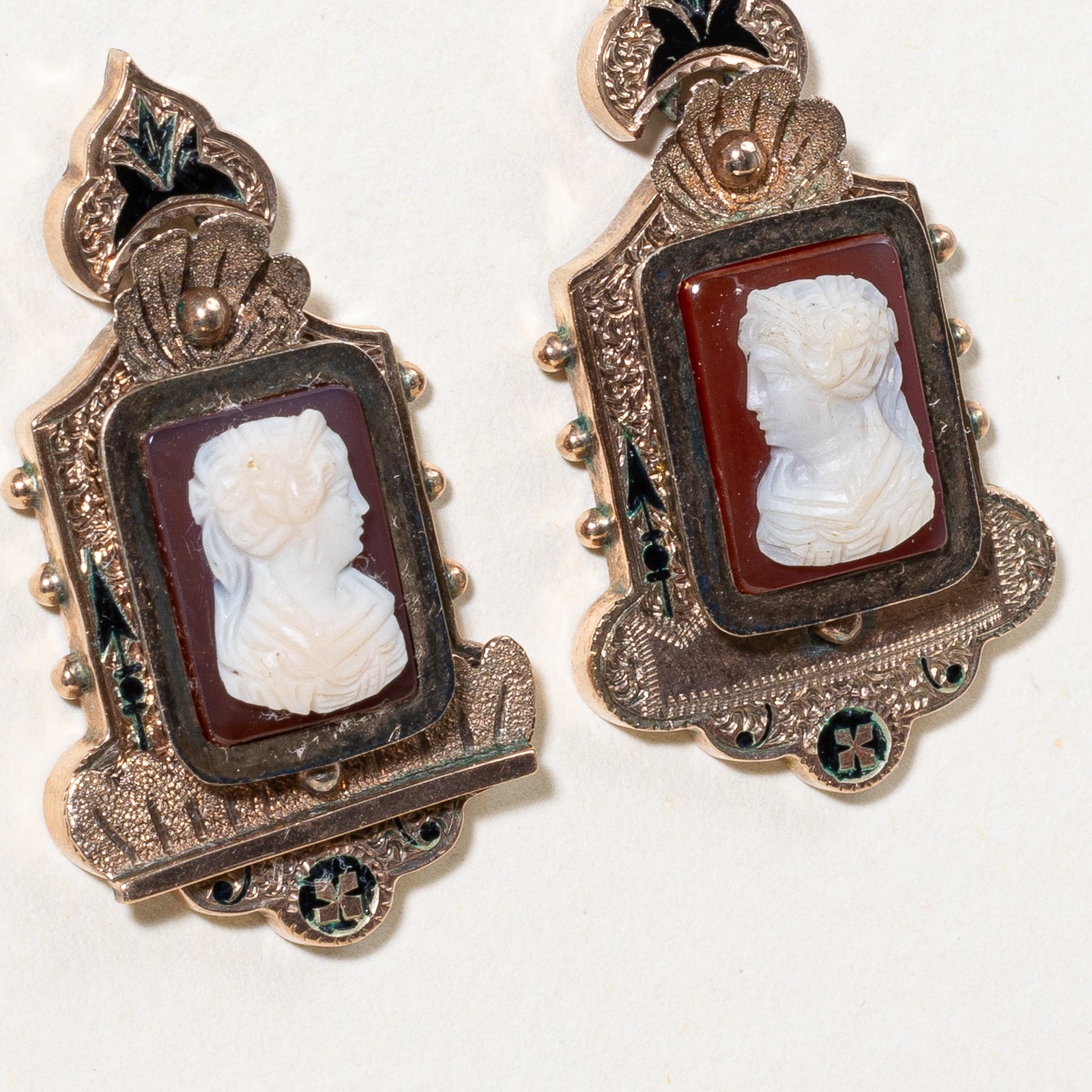 Antique Cameo Agate Earrings 6.50ctw - Vintage Handmade Jewelry for Women - Perfect for Weddings, Parties & Special Occasions
