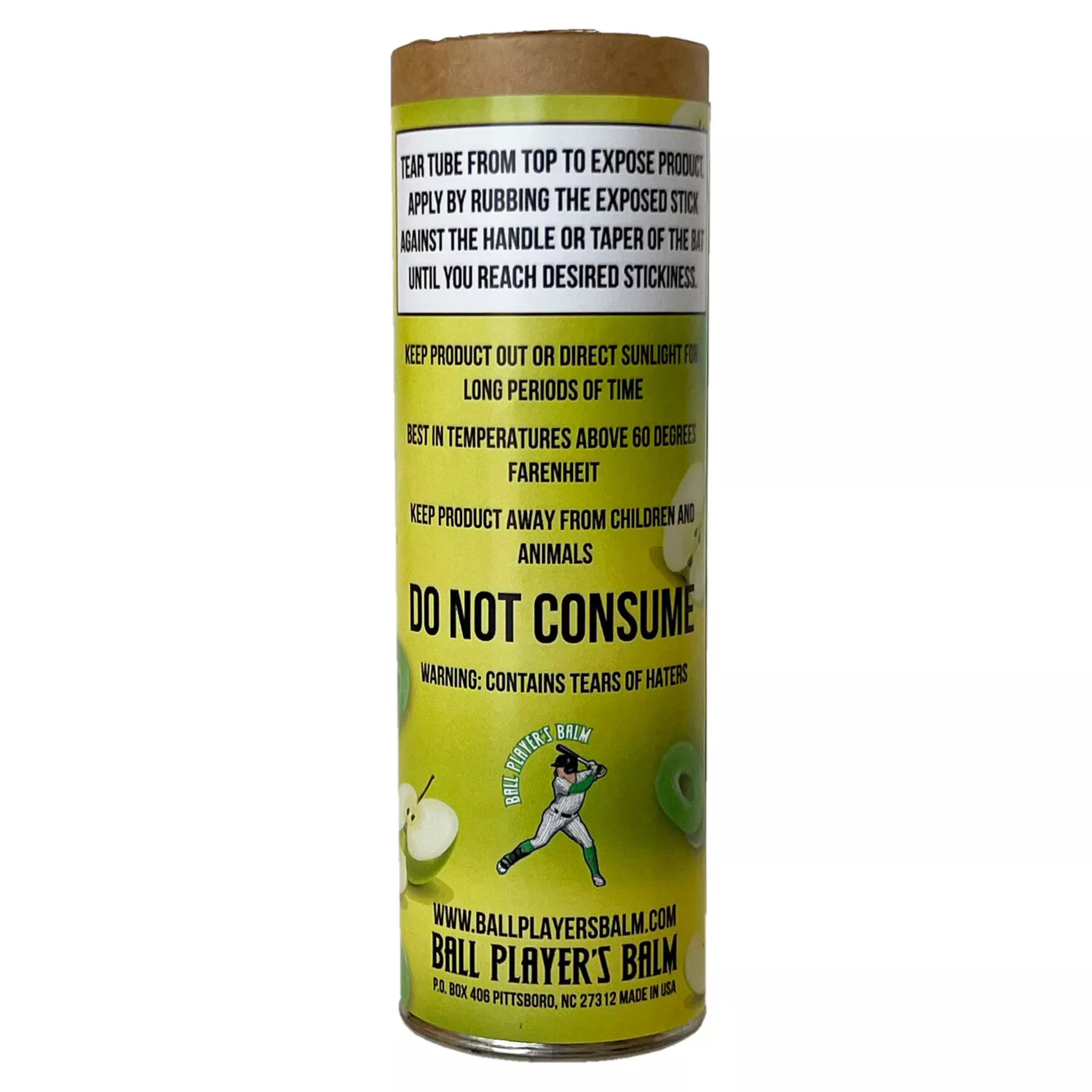 Ball Player's Balm - Sour Apple Scented Bat Grip Enhancer | Non-Slip Batting Glove Alternative for Baseball & Softball | Perfect for Training, Games & Hot Weather Play